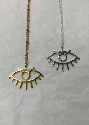 Handcrafted Evil Eye Necklace (Gold or Silver Plated)