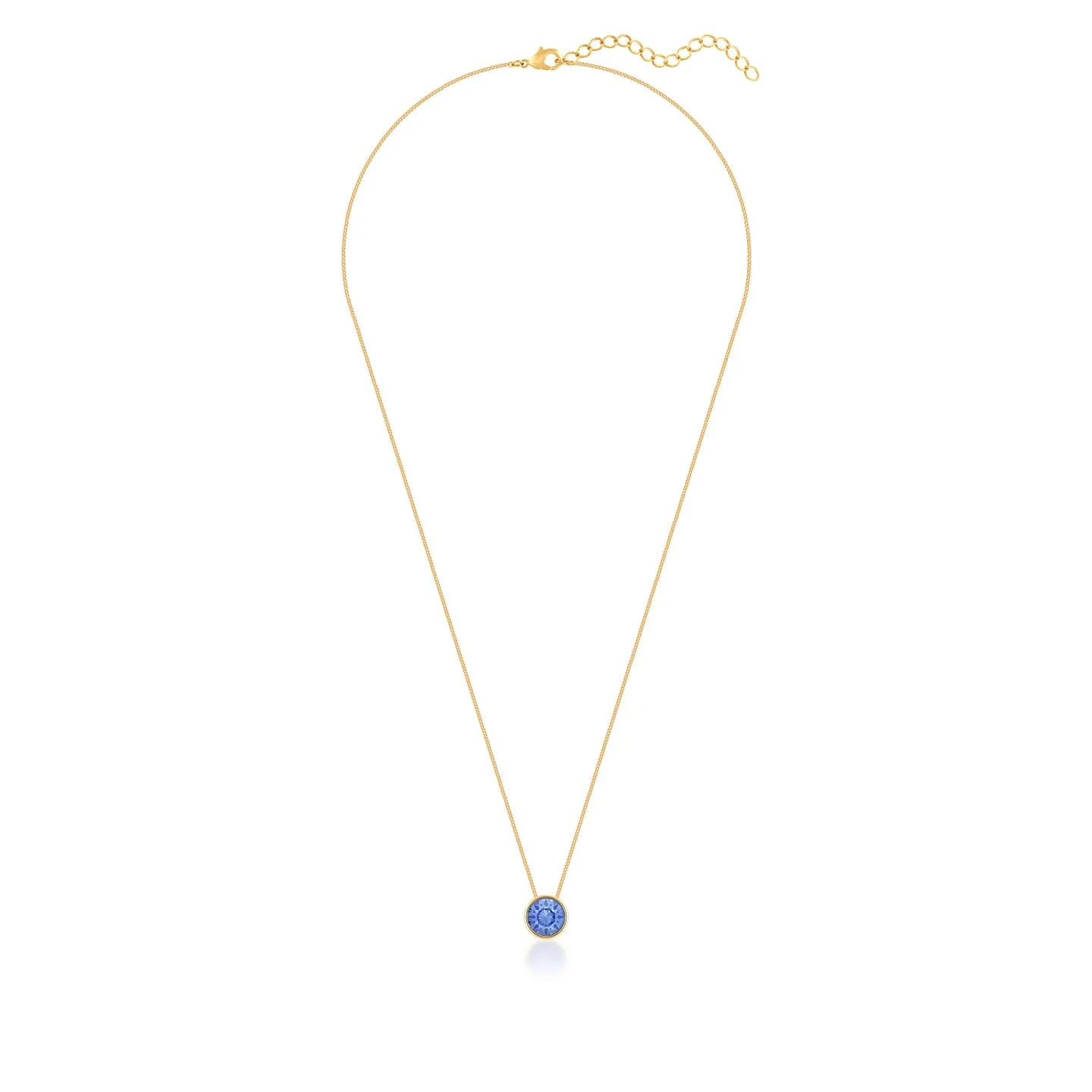 Harley Small Pendant Necklace with Blue Light Sapphire Round Crystals from Swarovski Gold Plated
