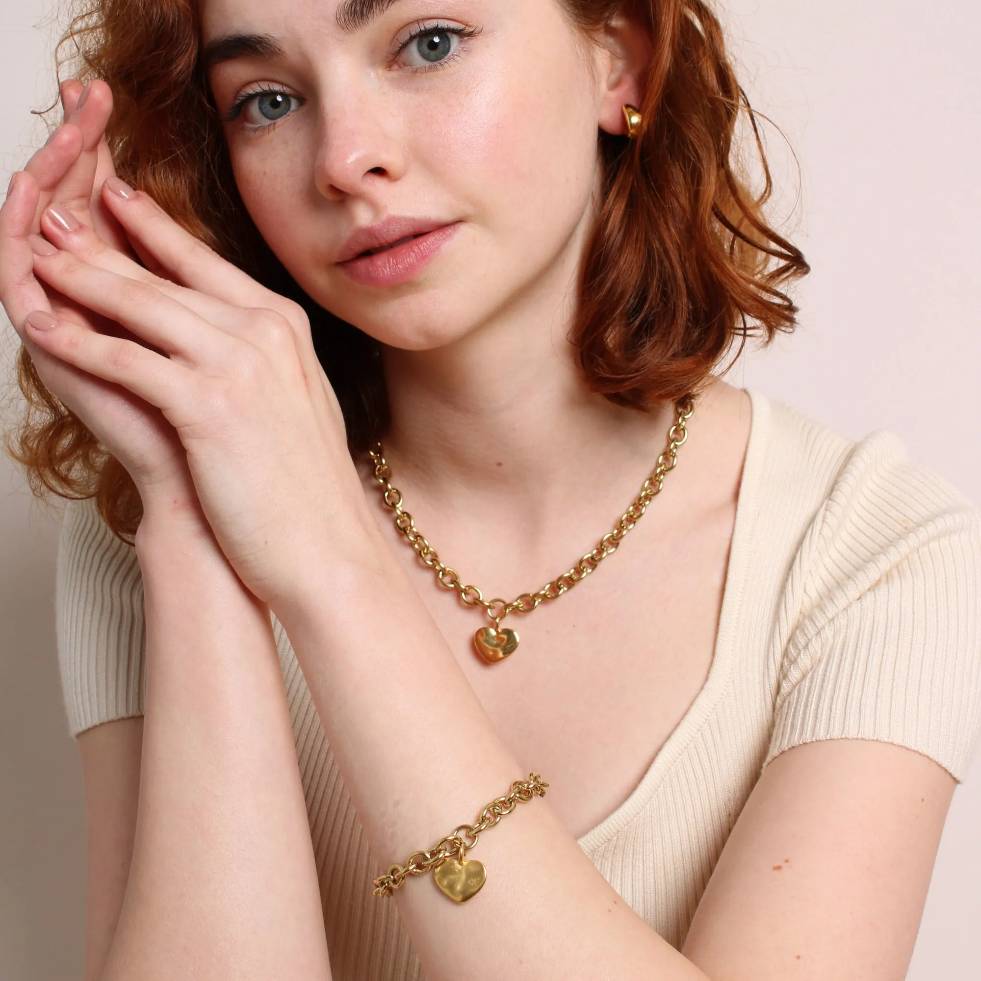 Hayley Heart Chunky Necklace, Gold