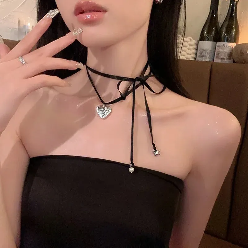 Heart Bow Tie Metal Necklaces