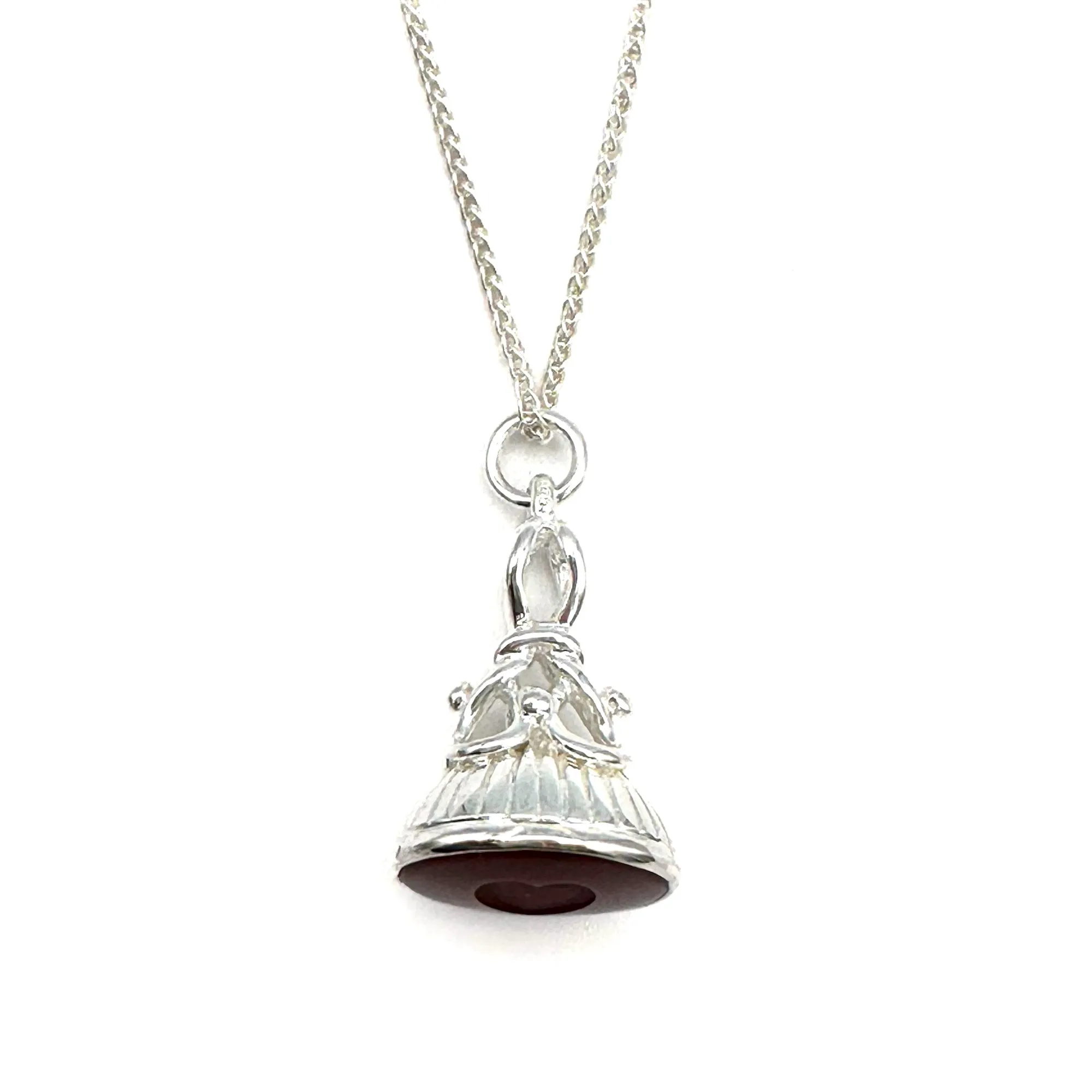 Heart Fob Necklace, Sterling Silver