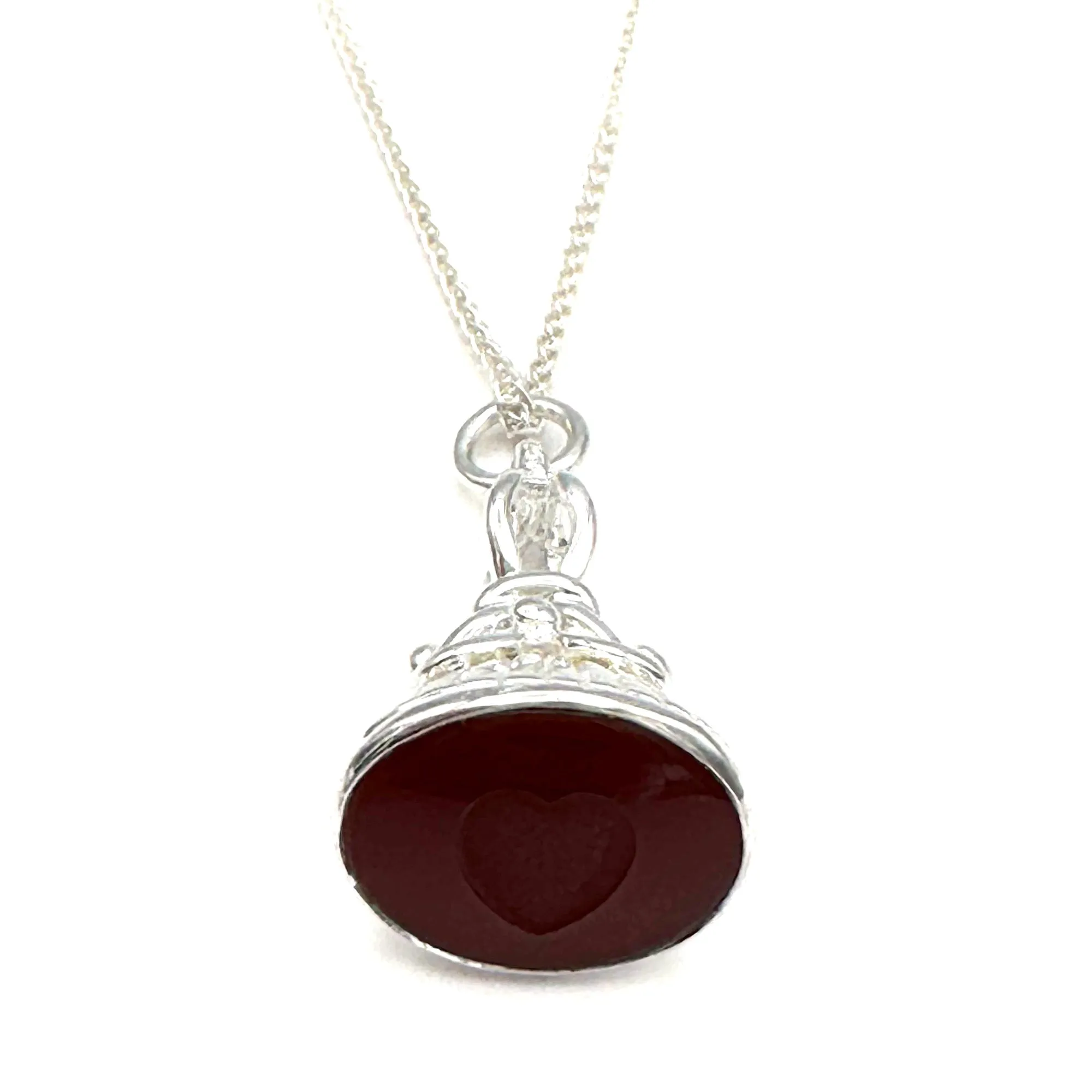 Heart Fob Necklace, Sterling Silver