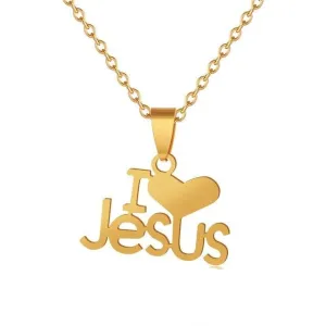 Heart I Love JESUS pendant Women b Christian Stainless steel Necklace