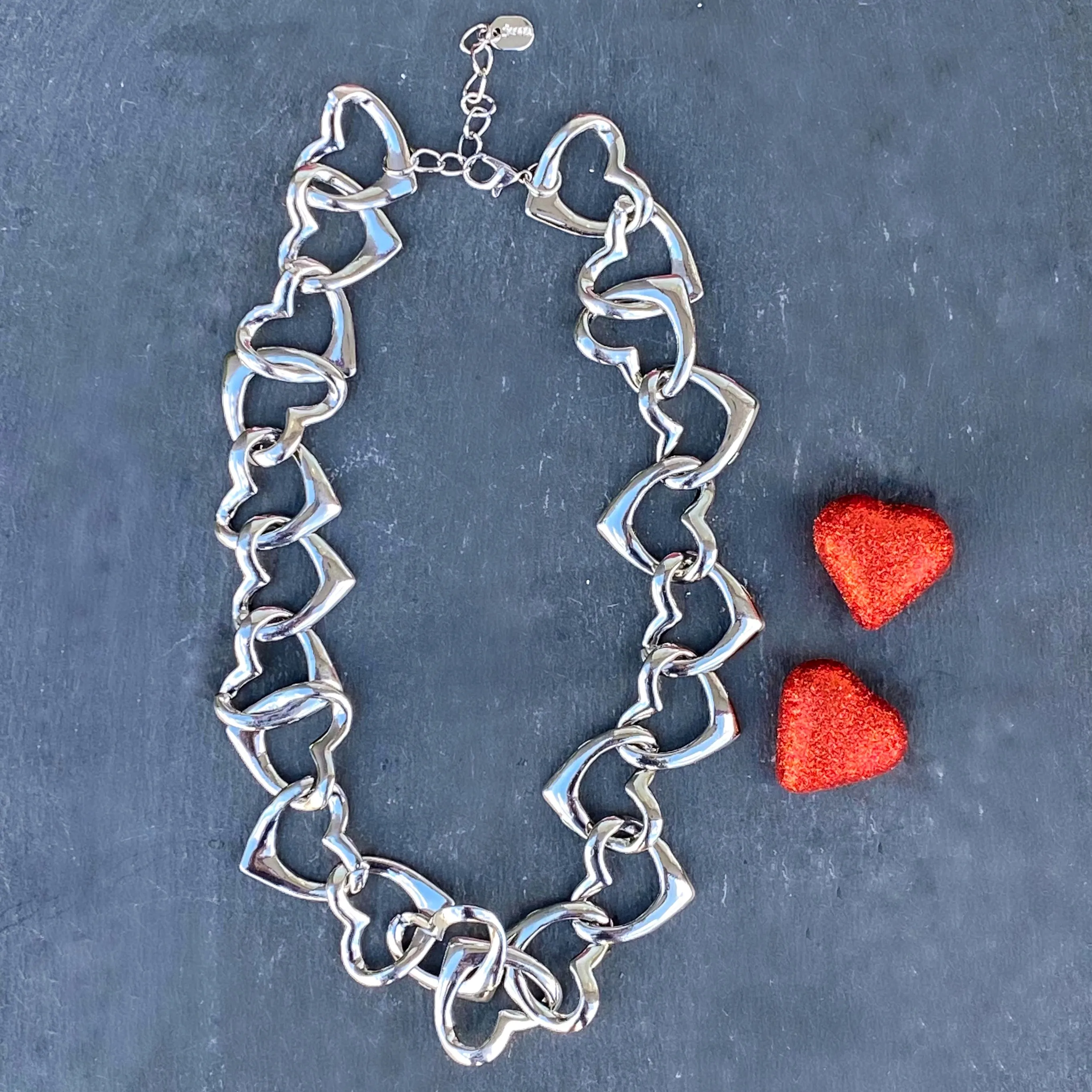 Heart Link Silver Necklace