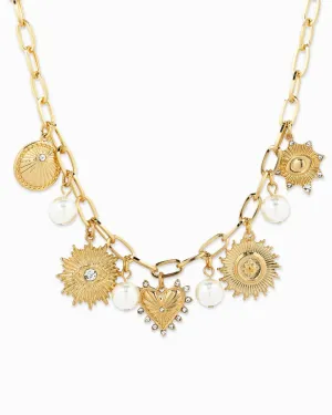 Heart Mix Chunky Charm Necklace: Gold