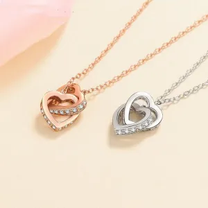 Heart Moissanite Necklace-Two Heart Shape necklace-NM001