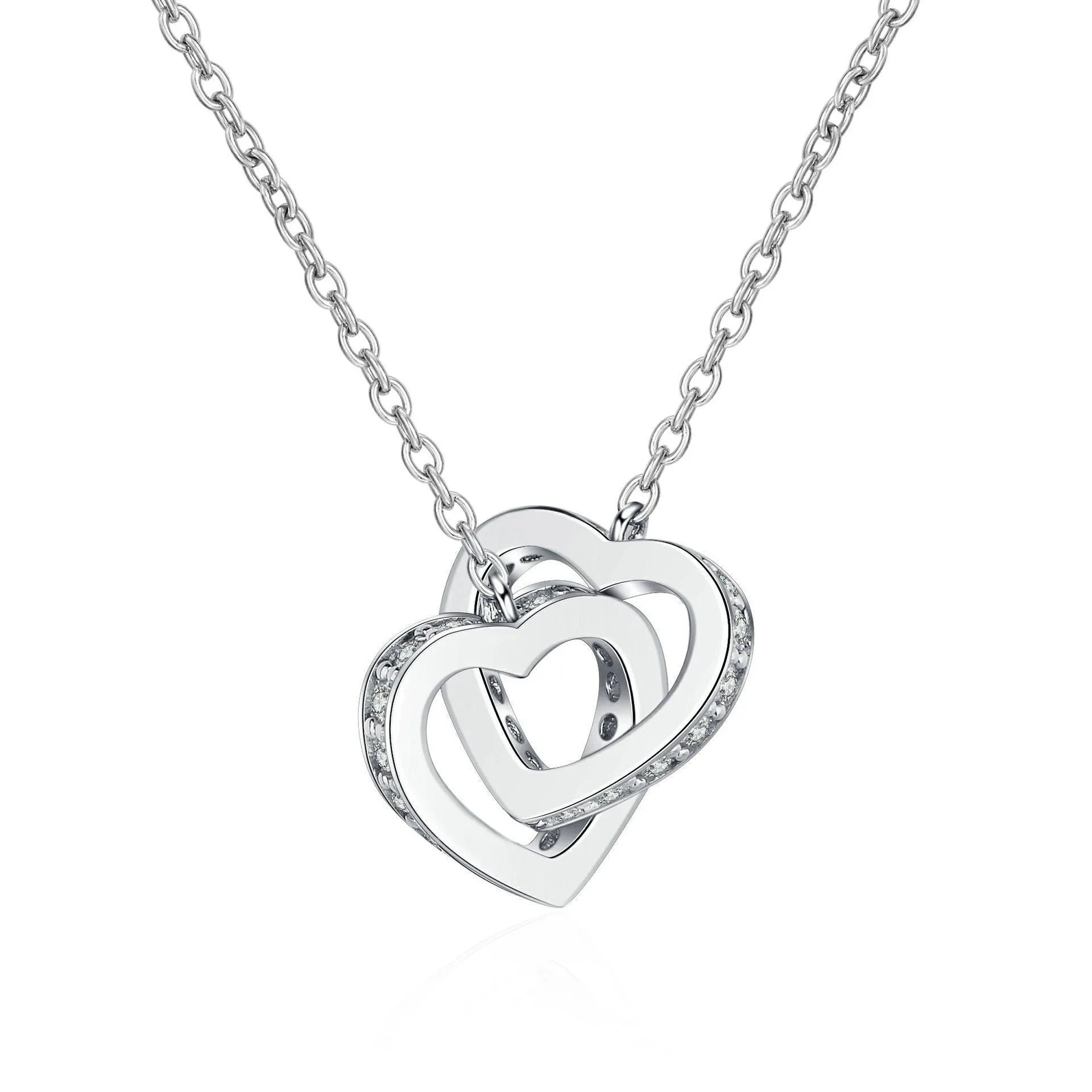 Heart Moissanite Necklace-Two Heart Shape necklace-NM001