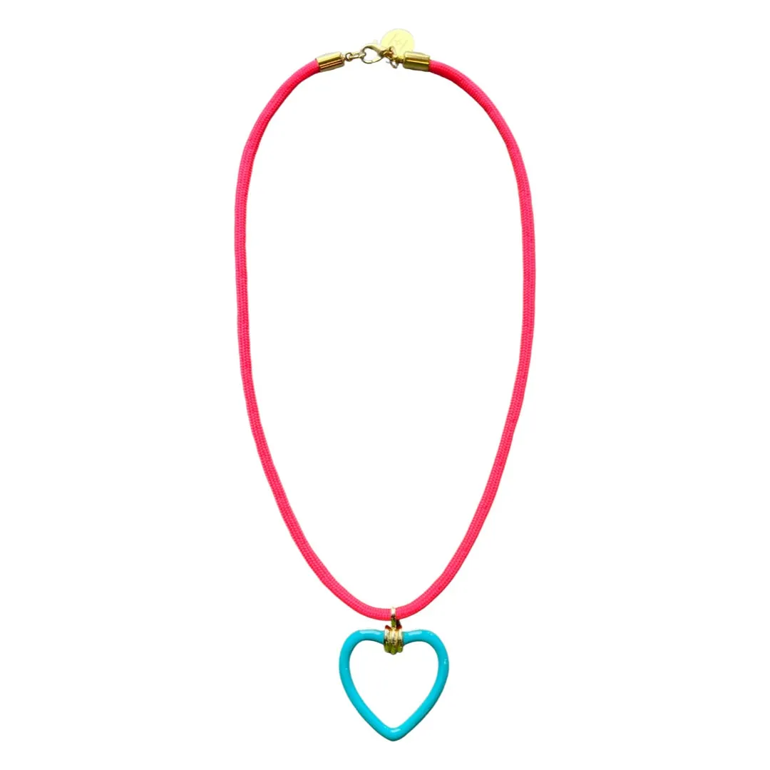 Heart on a String Orange and Turquoise