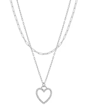 Heart Pave Pendant Layer Necklace