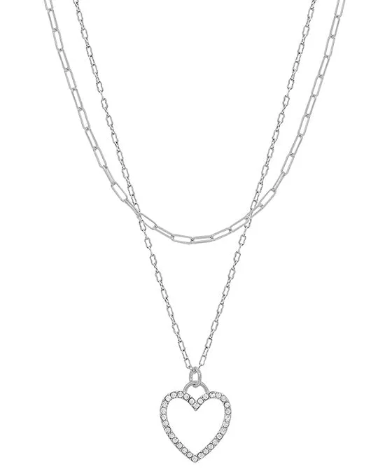 Heart Pave Pendant Layer Necklace