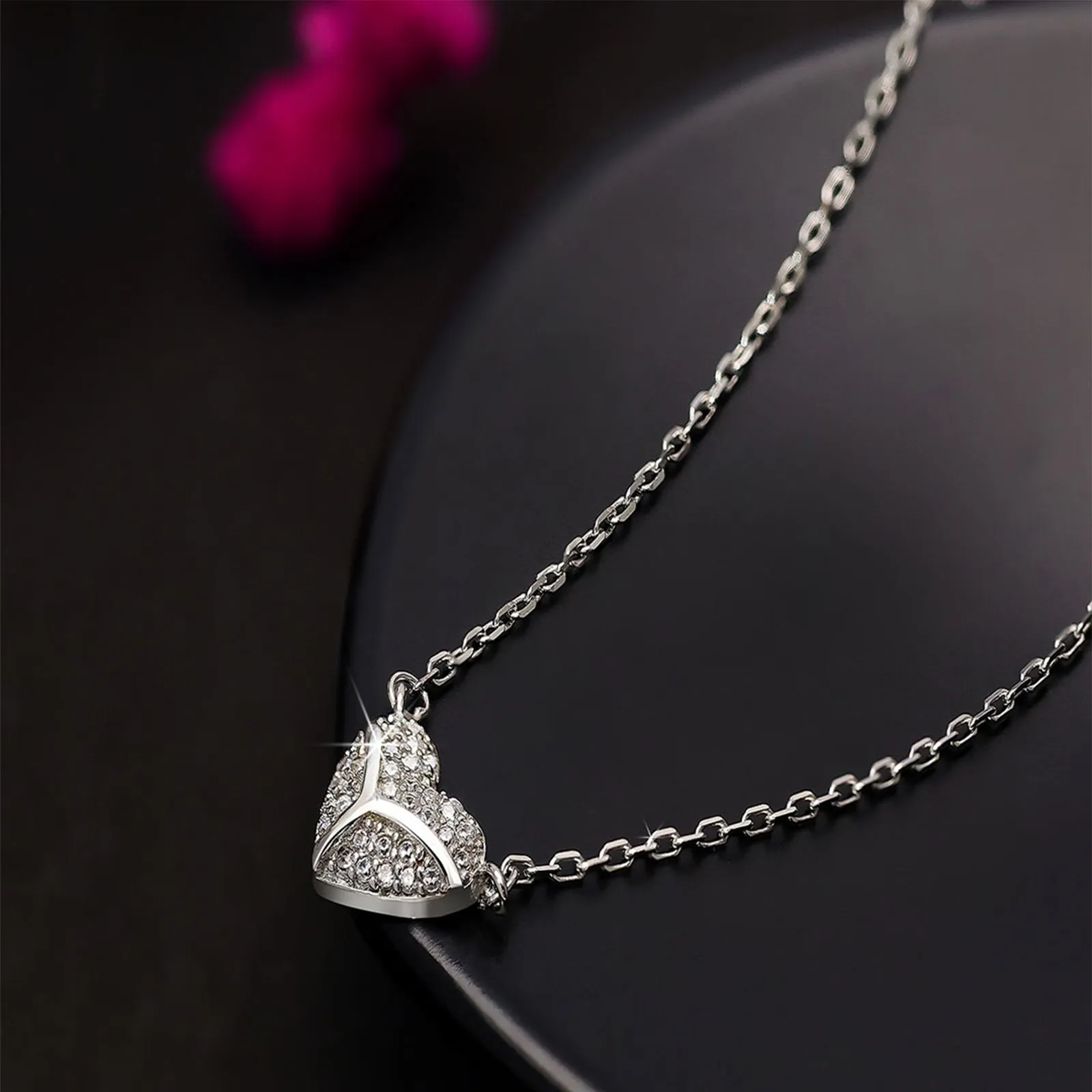 Heart Pendant Necklace For Women – 925 Sterling Silver Rhodium Plated
