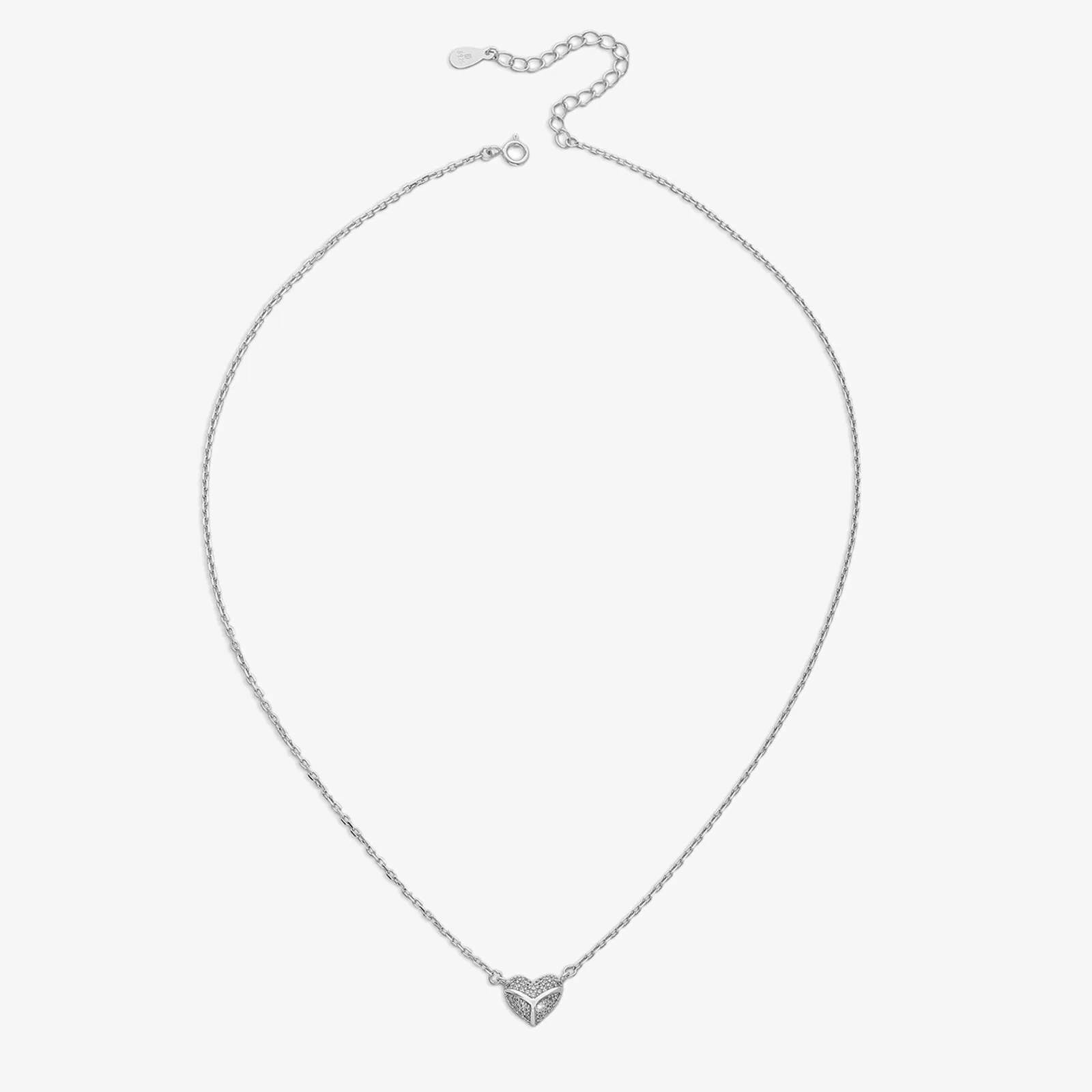 Heart Pendant Necklace For Women – 925 Sterling Silver Rhodium Plated