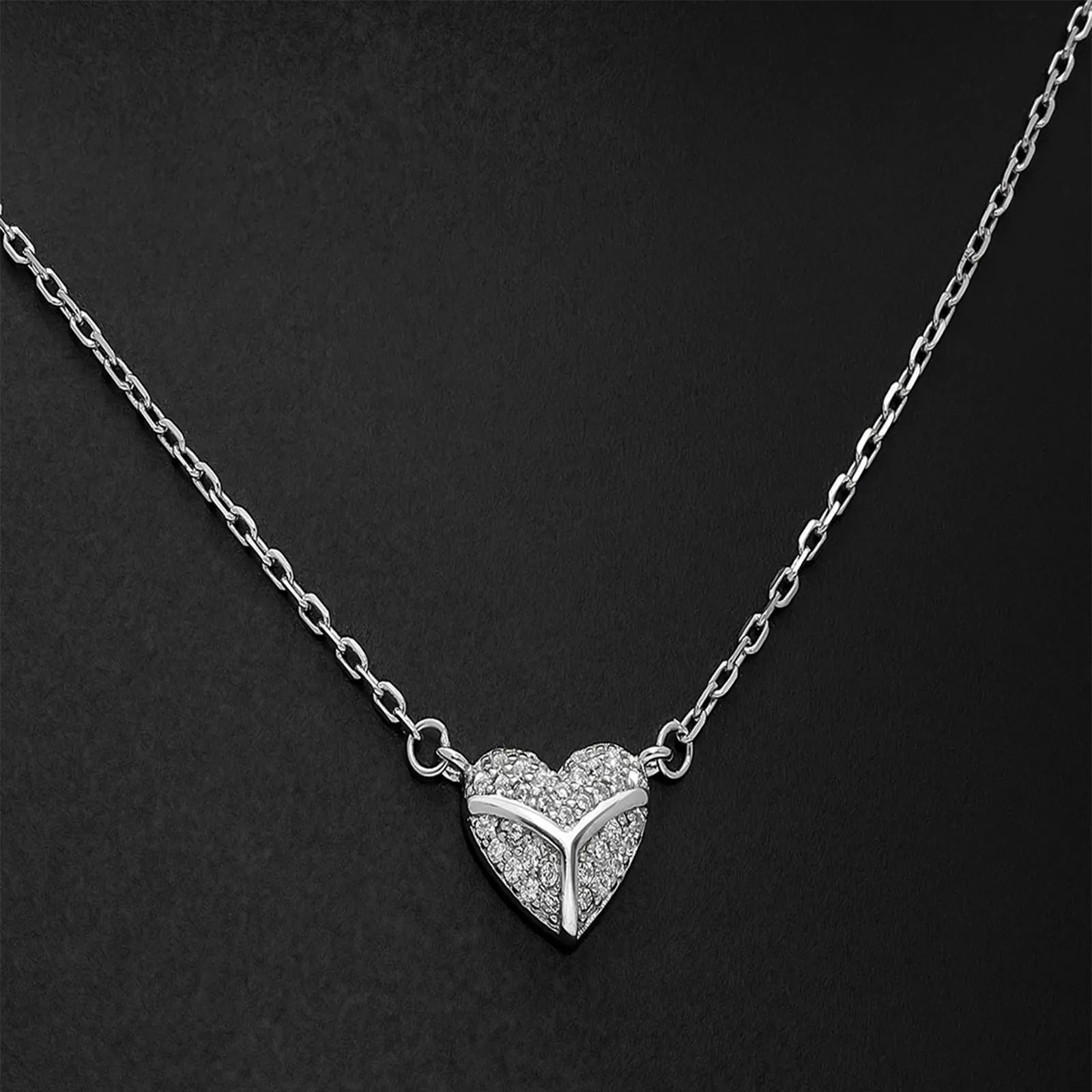Heart Pendant Necklace For Women – 925 Sterling Silver Rhodium Plated