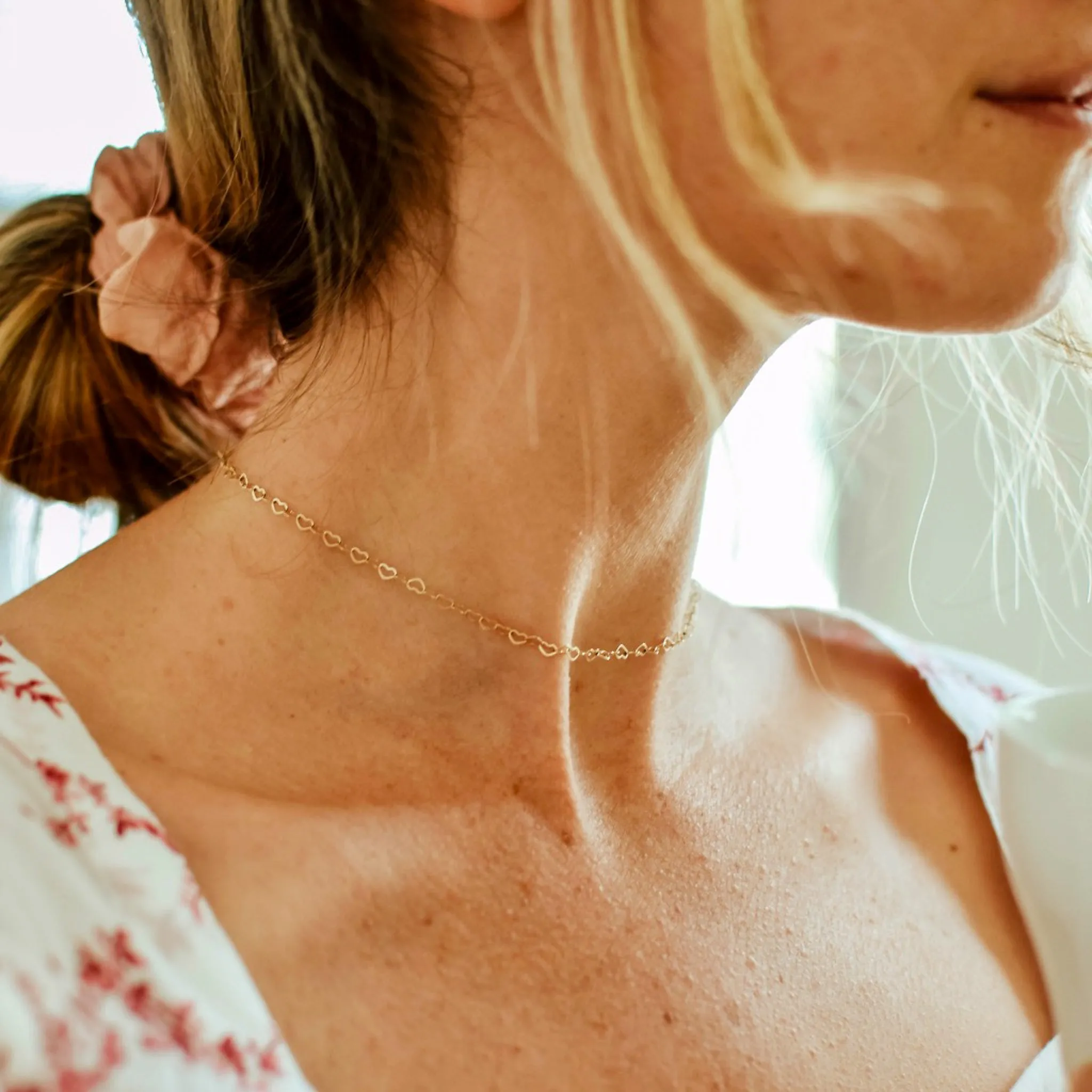Heart to Heart Necklace in Solid 14k Gold