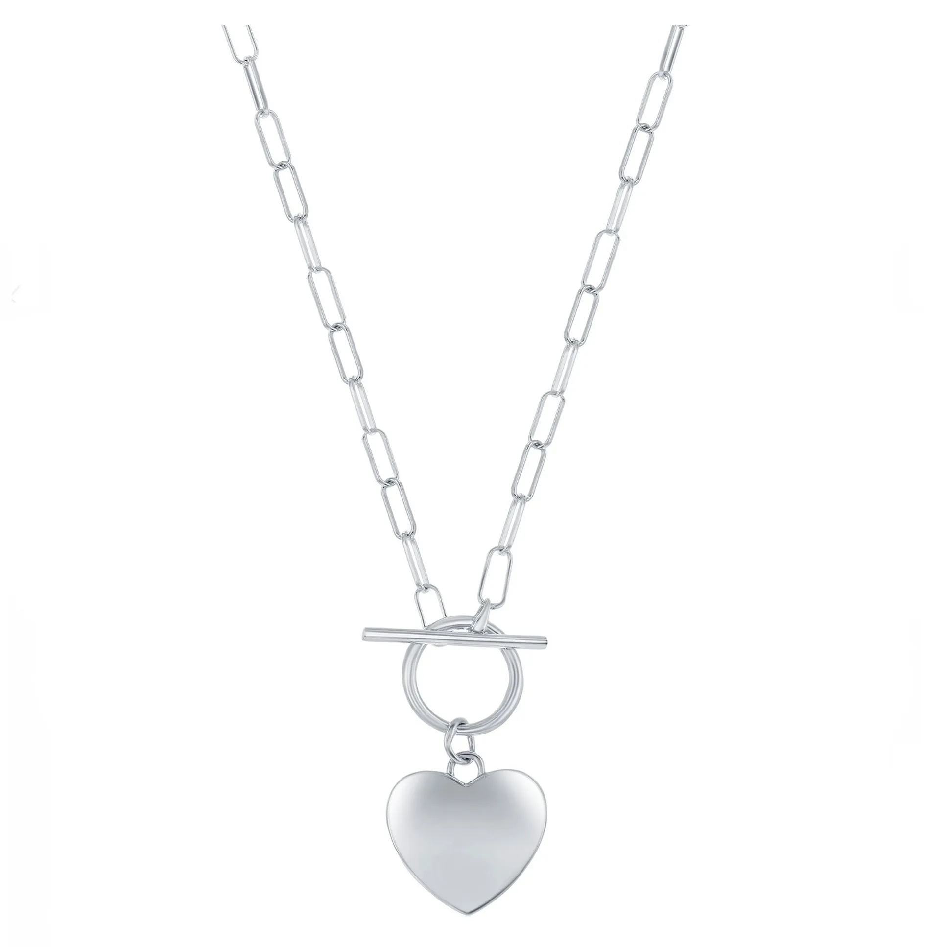 Heart Toggle Paperclip Chain Necklace