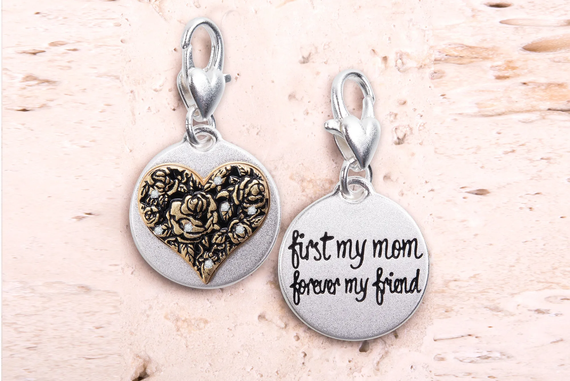 Heartfelt Emotions Silver 2-Tone Medallion - Rosy Heart