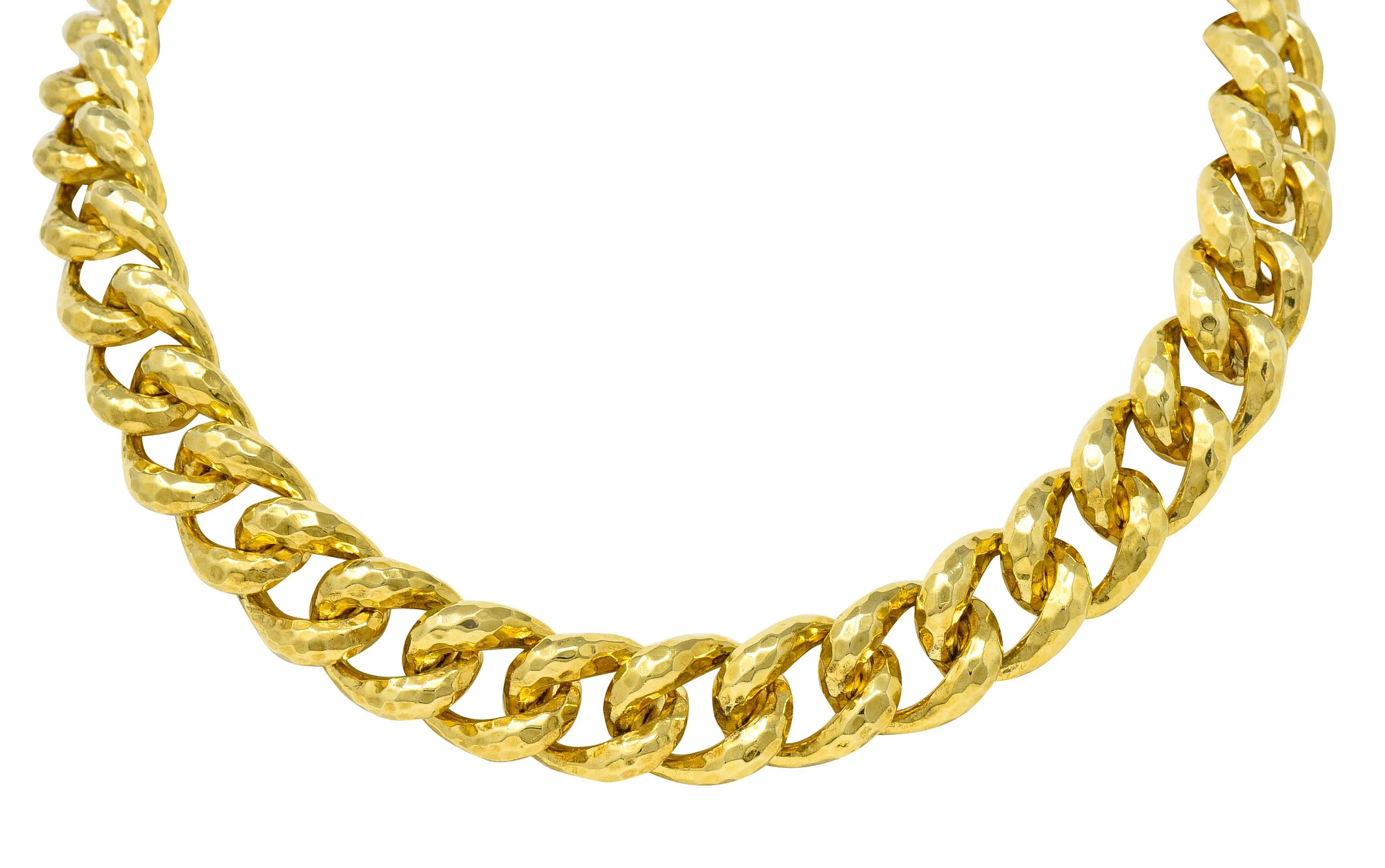 Henry Dunay Vintage 18 Karat Gold Cynnabar Faceted Curb Link Necklace