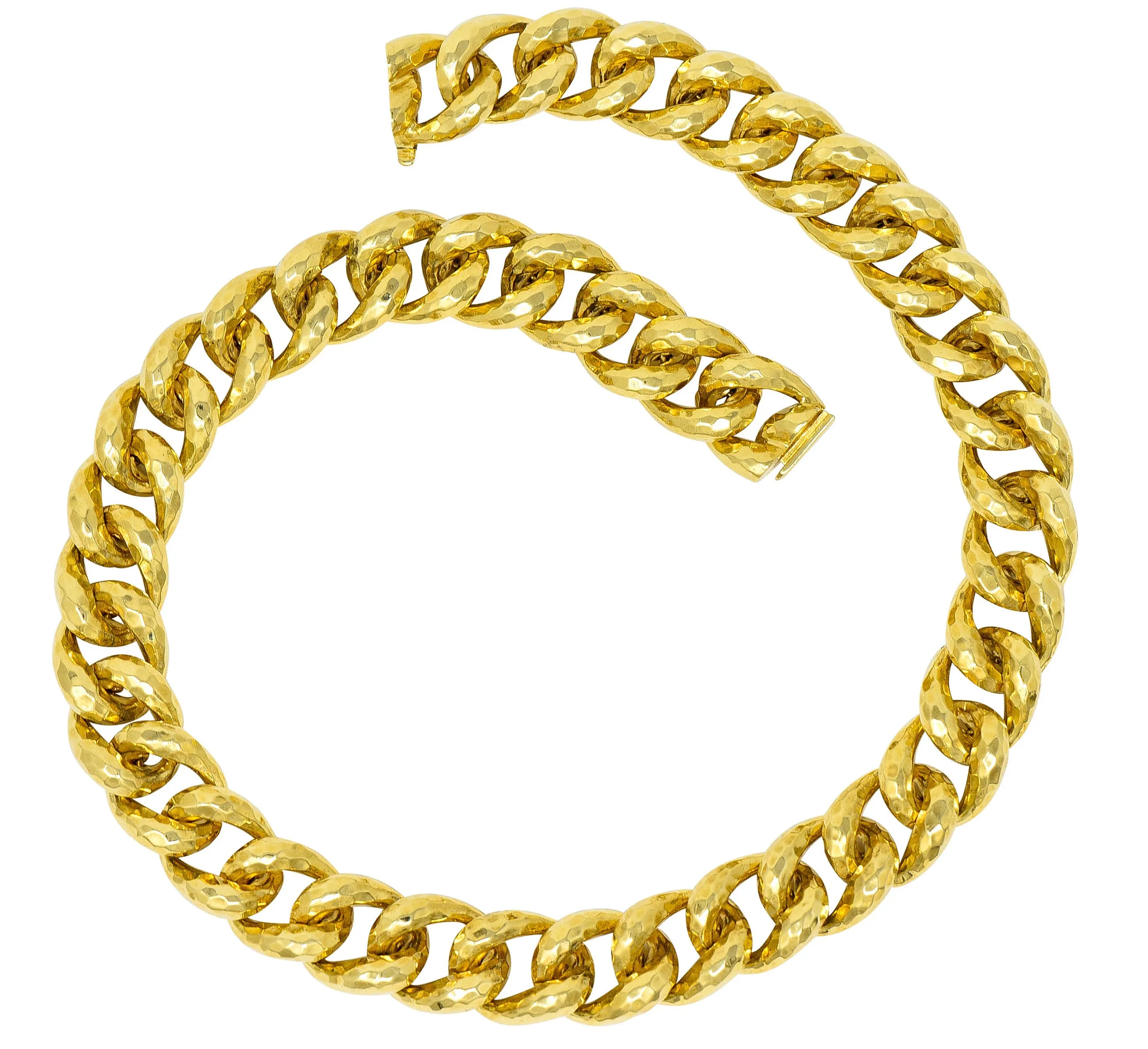 Henry Dunay Vintage 18 Karat Gold Cynnabar Faceted Curb Link Necklace