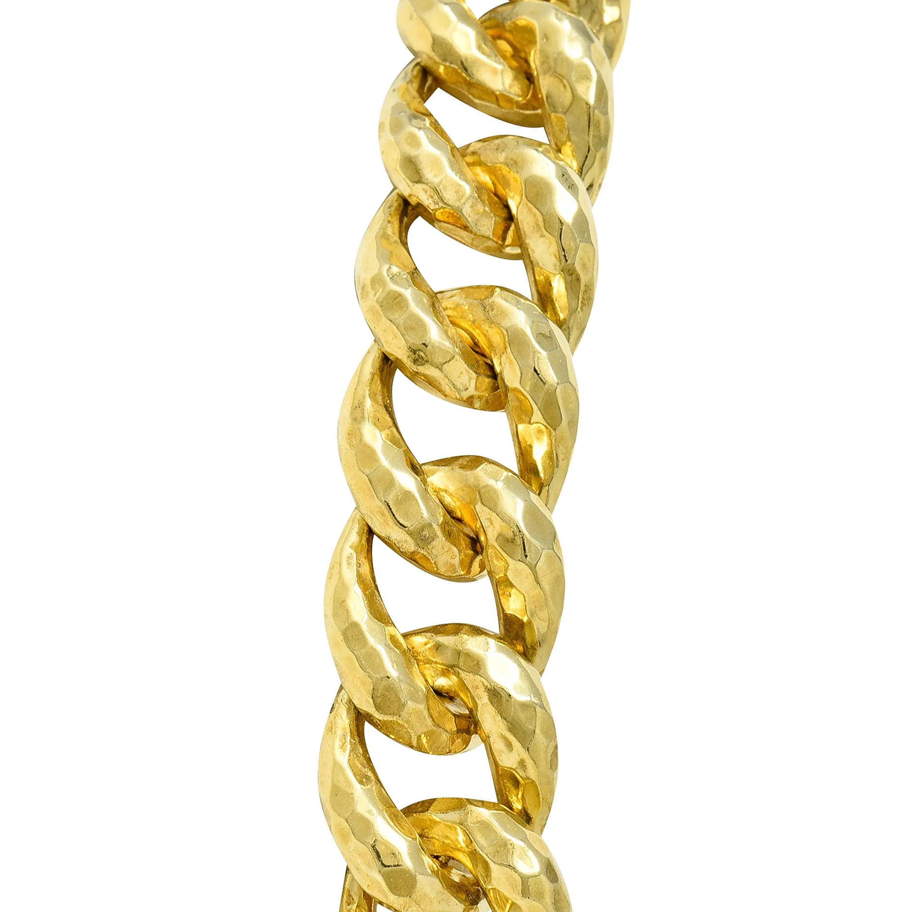 Henry Dunay Vintage 18 Karat Gold Cynnabar Faceted Curb Link Necklace