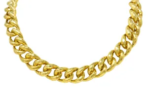 Henry Dunay Vintage 18 Karat Gold Cynnabar Faceted Curb Link Necklace
