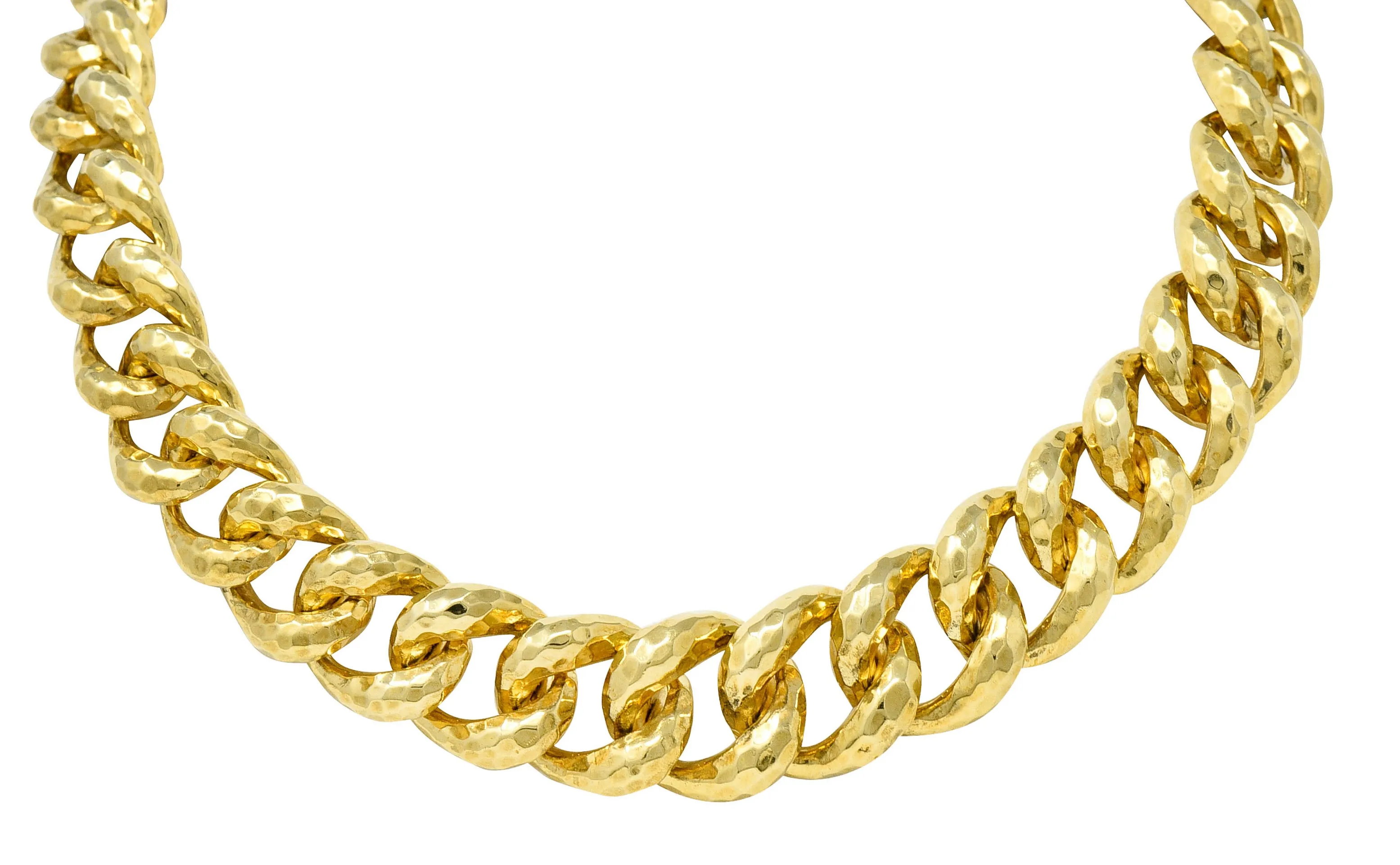 Henry Dunay Vintage 18 Karat Gold Cynnabar Faceted Curb Link Necklace