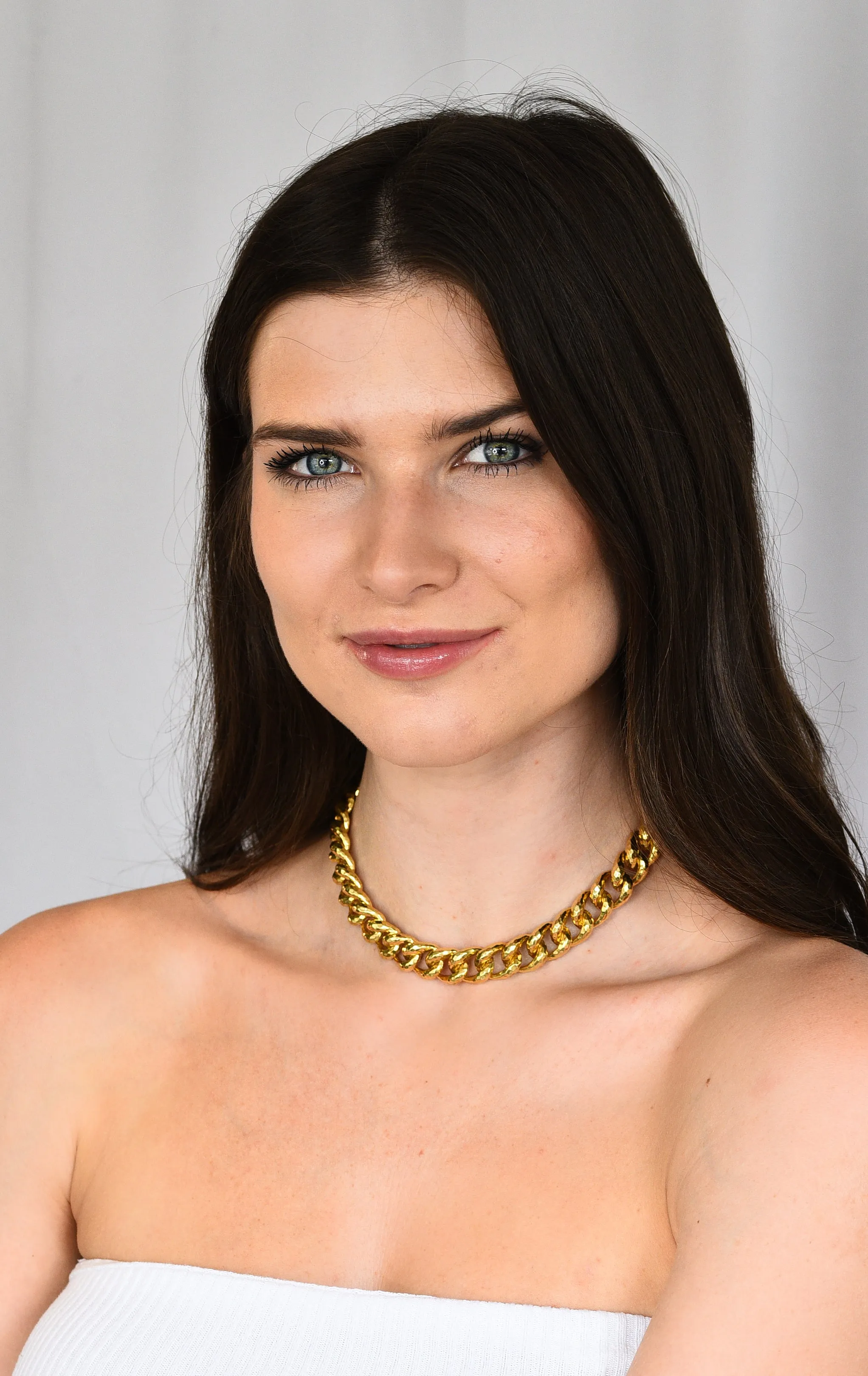 Henry Dunay Vintage 18 Karat Gold Cynnabar Faceted Curb Link Necklace