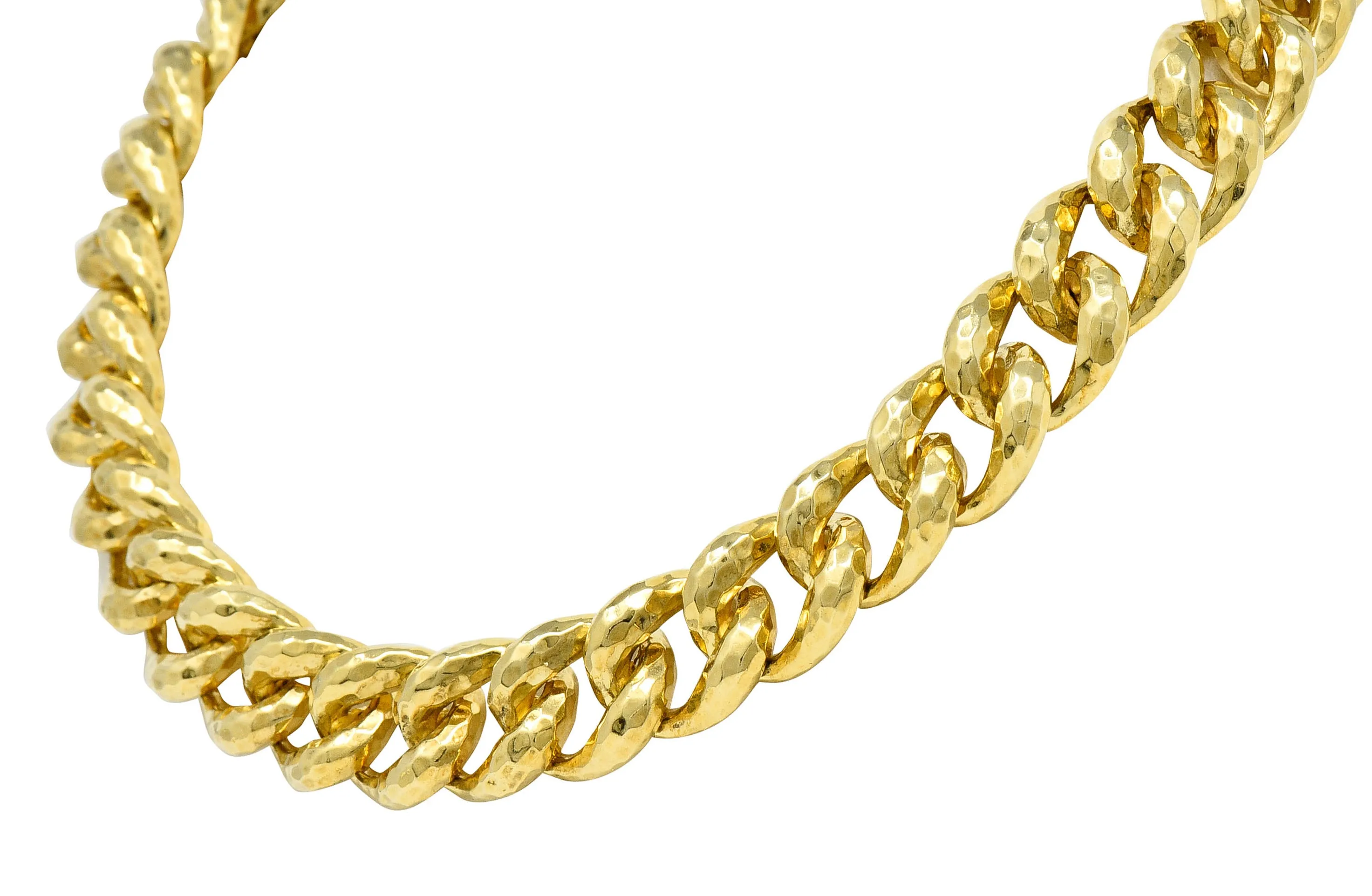 Henry Dunay Vintage 18 Karat Gold Cynnabar Faceted Curb Link Necklace