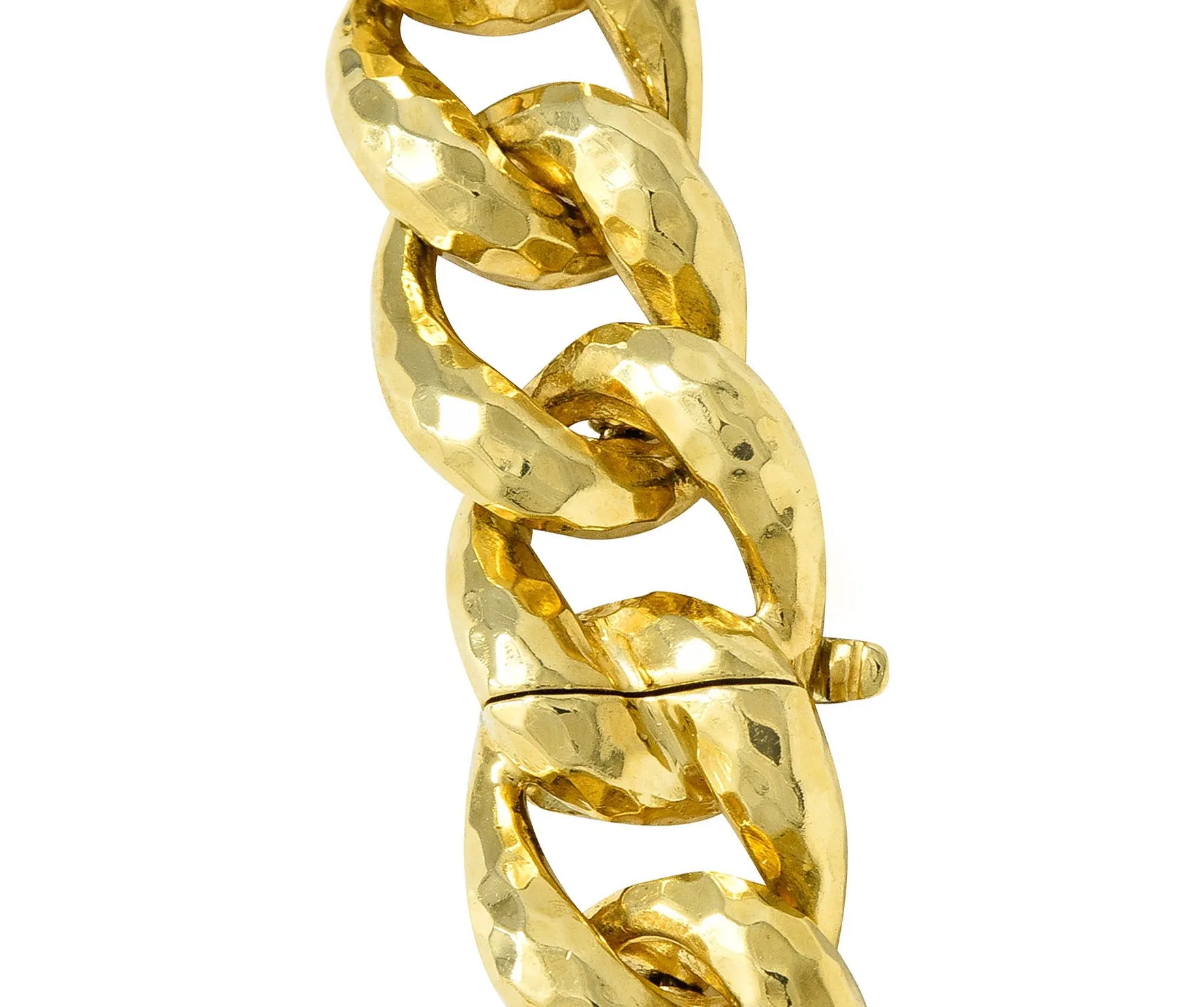 Henry Dunay Vintage 18 Karat Gold Cynnabar Faceted Curb Link Necklace
