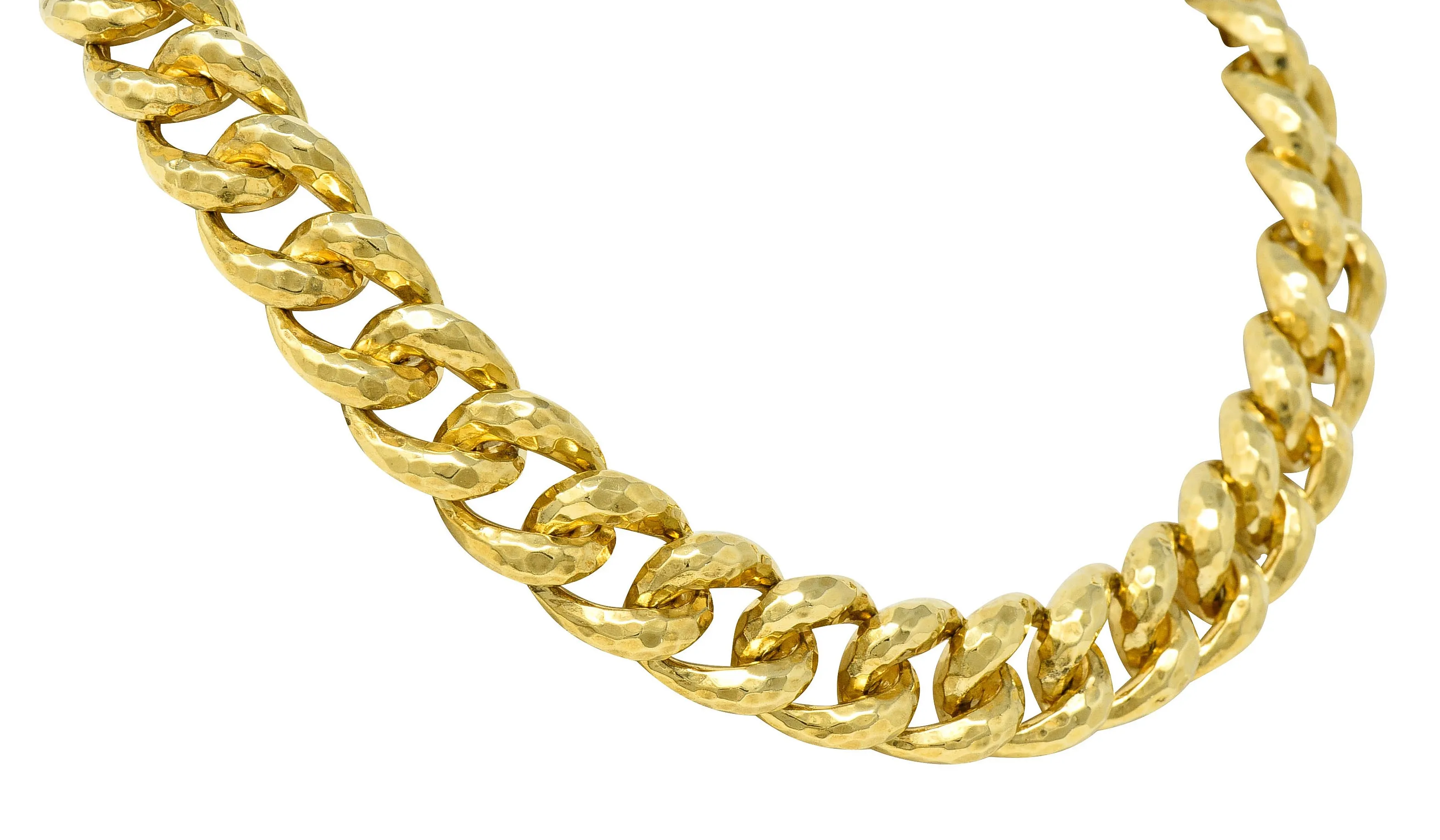 Henry Dunay Vintage 18 Karat Gold Cynnabar Faceted Curb Link Necklace