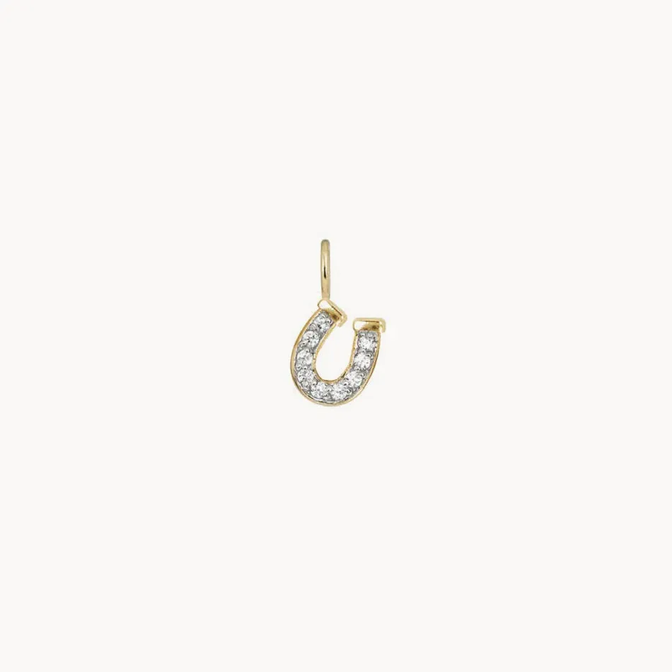 Hillberg & Berk Sterling Silver Gold Tone Mini Horshoe CZ Necklace