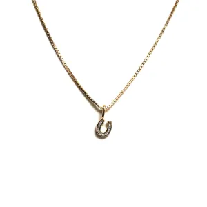 Hillberg & Berk Sterling Silver Gold Tone Mini Horshoe CZ Necklace
