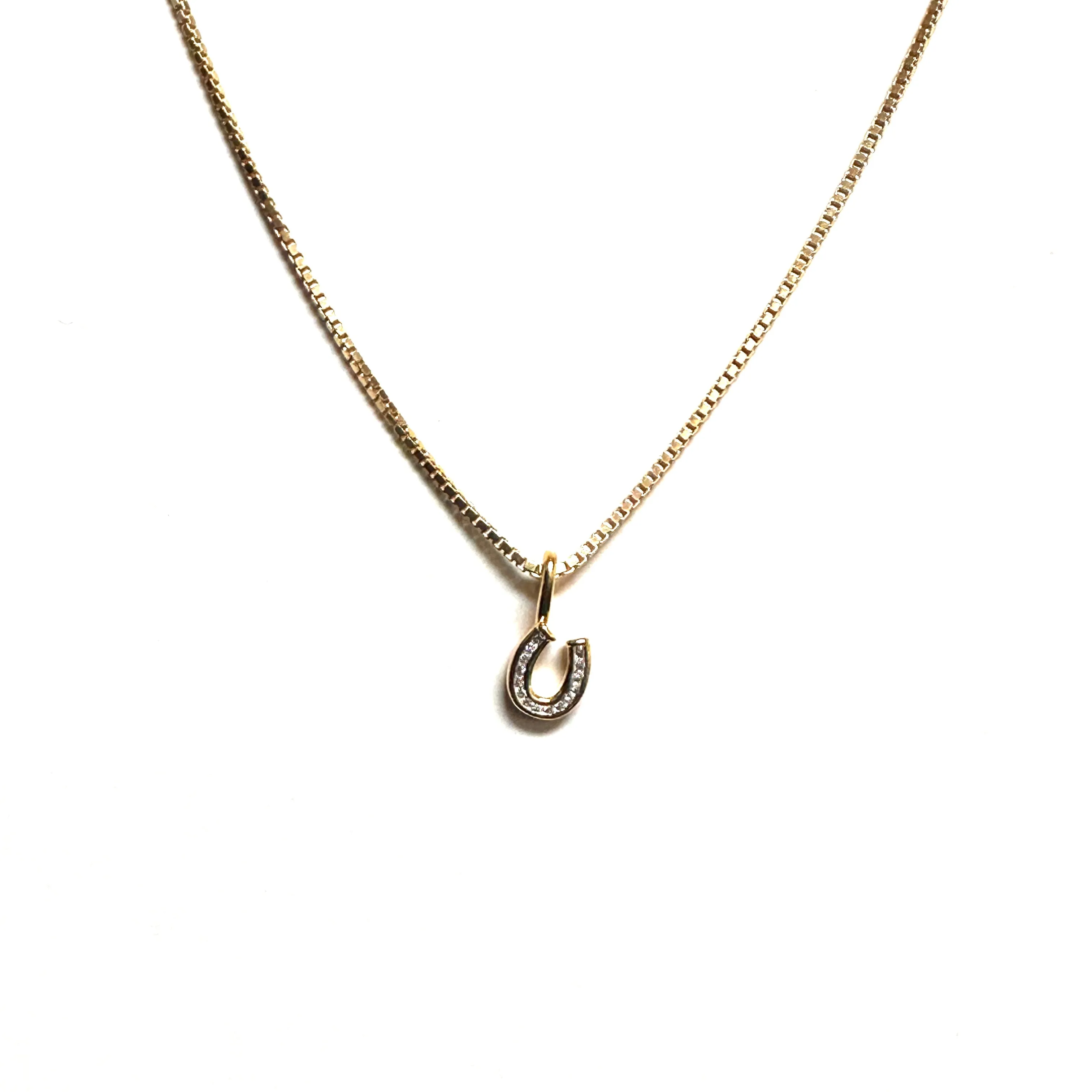 Hillberg & Berk Sterling Silver Gold Tone Mini Horshoe CZ Necklace