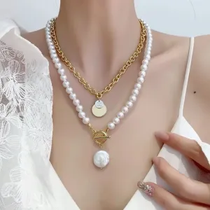 Hip Hop Pearl Layered Necklace