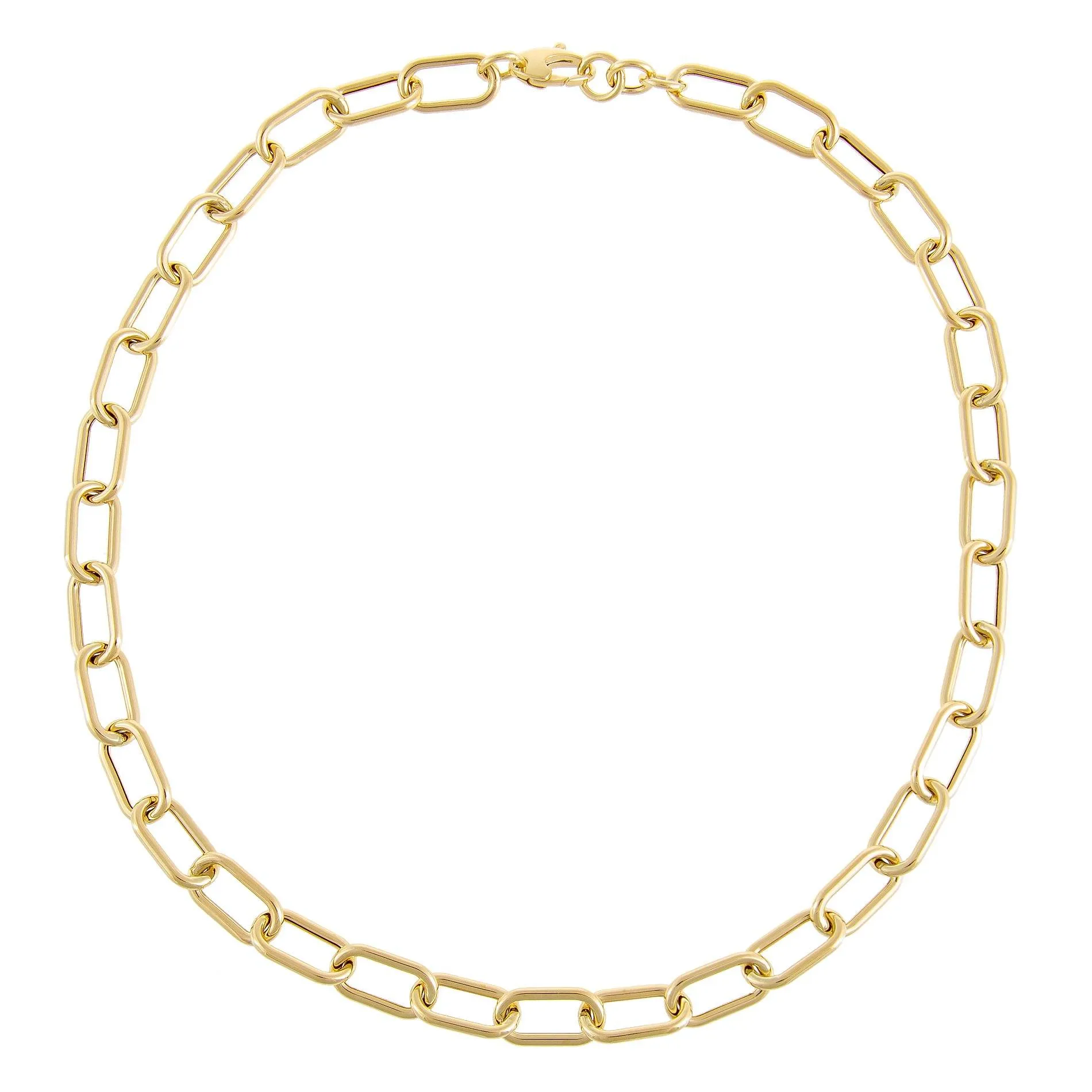 Hollow Chunky Link Necklace 14K