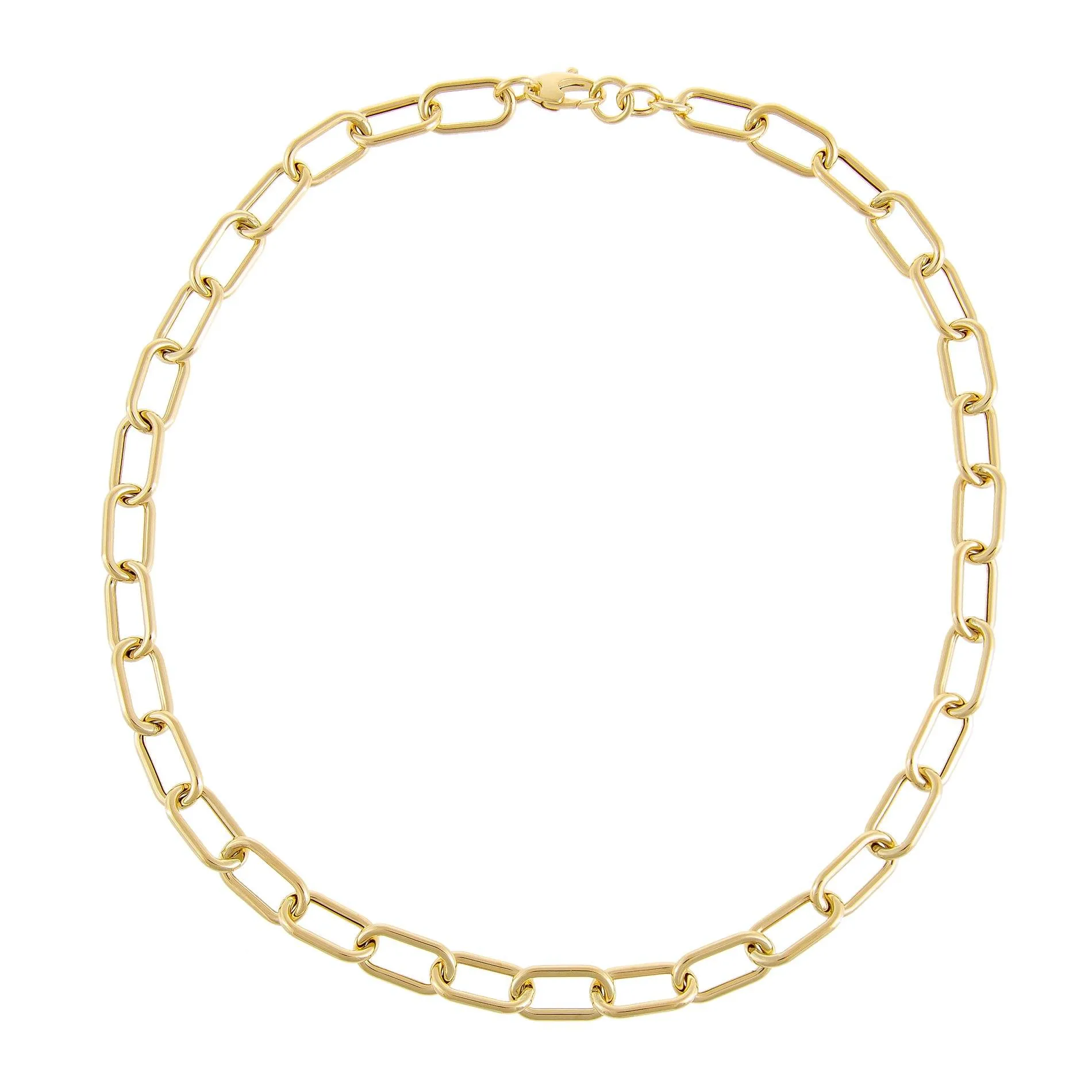Hollow Chunky Link Necklace 14K