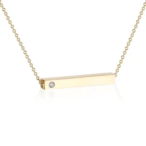 Horizontal Bar Pendant with Birthstone
