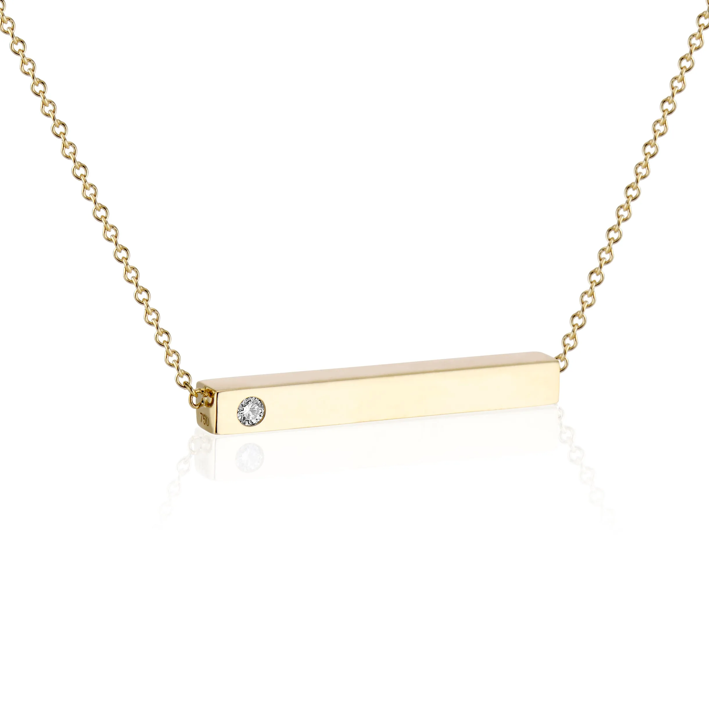 Horizontal Bar Pendant with Birthstone