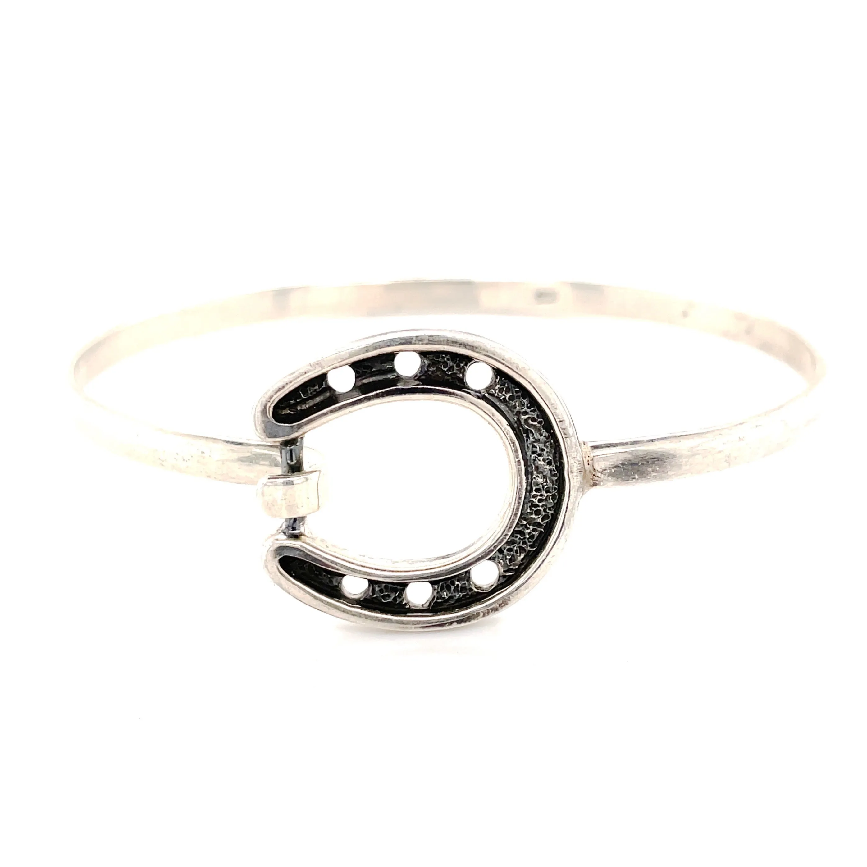 Horseshoe Bangle With Oxidized Finish