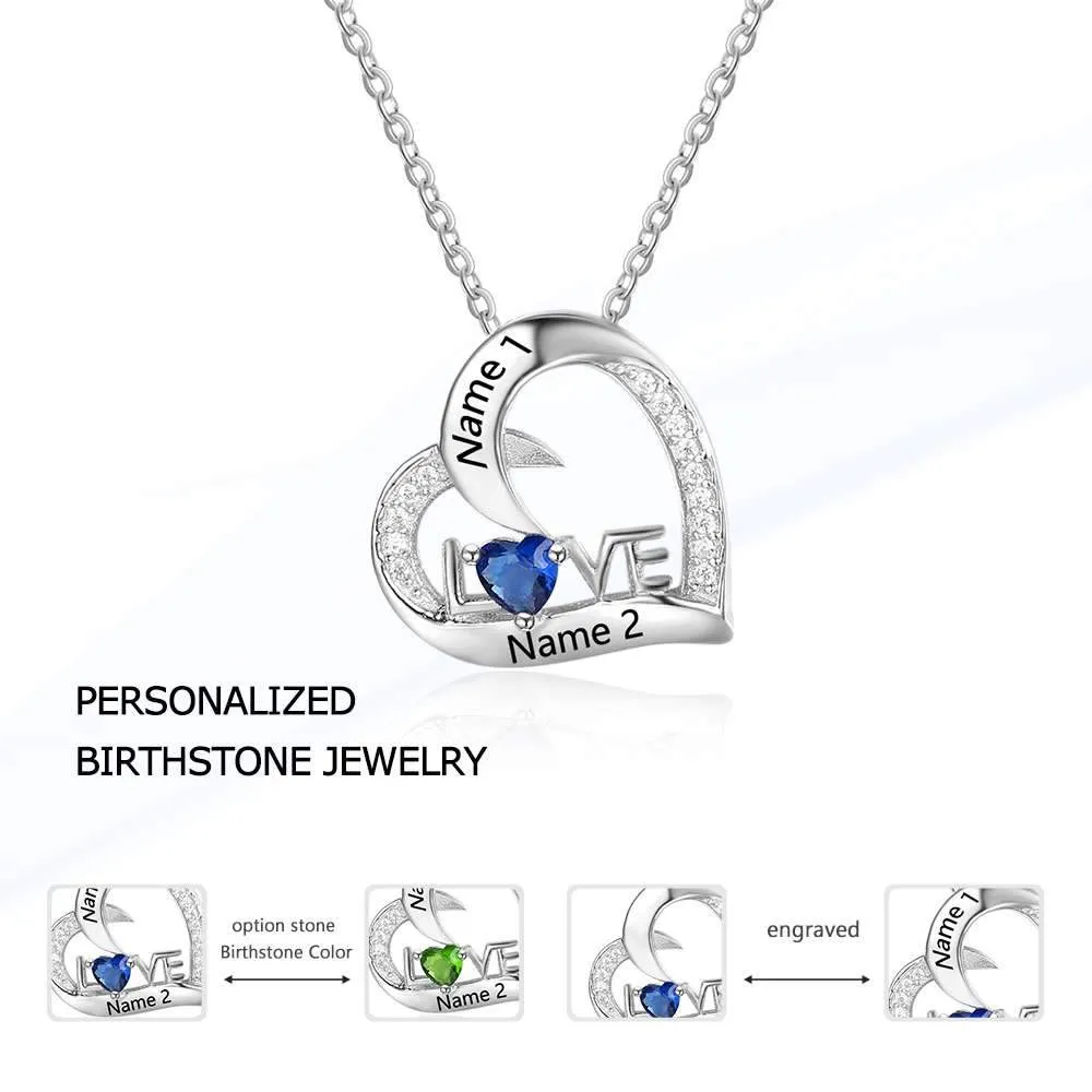 Hot Personalized 925 Sterling Silver Birthstone Necklace Pendants DIy Mom Girlfriend Birthday Christmas Gift