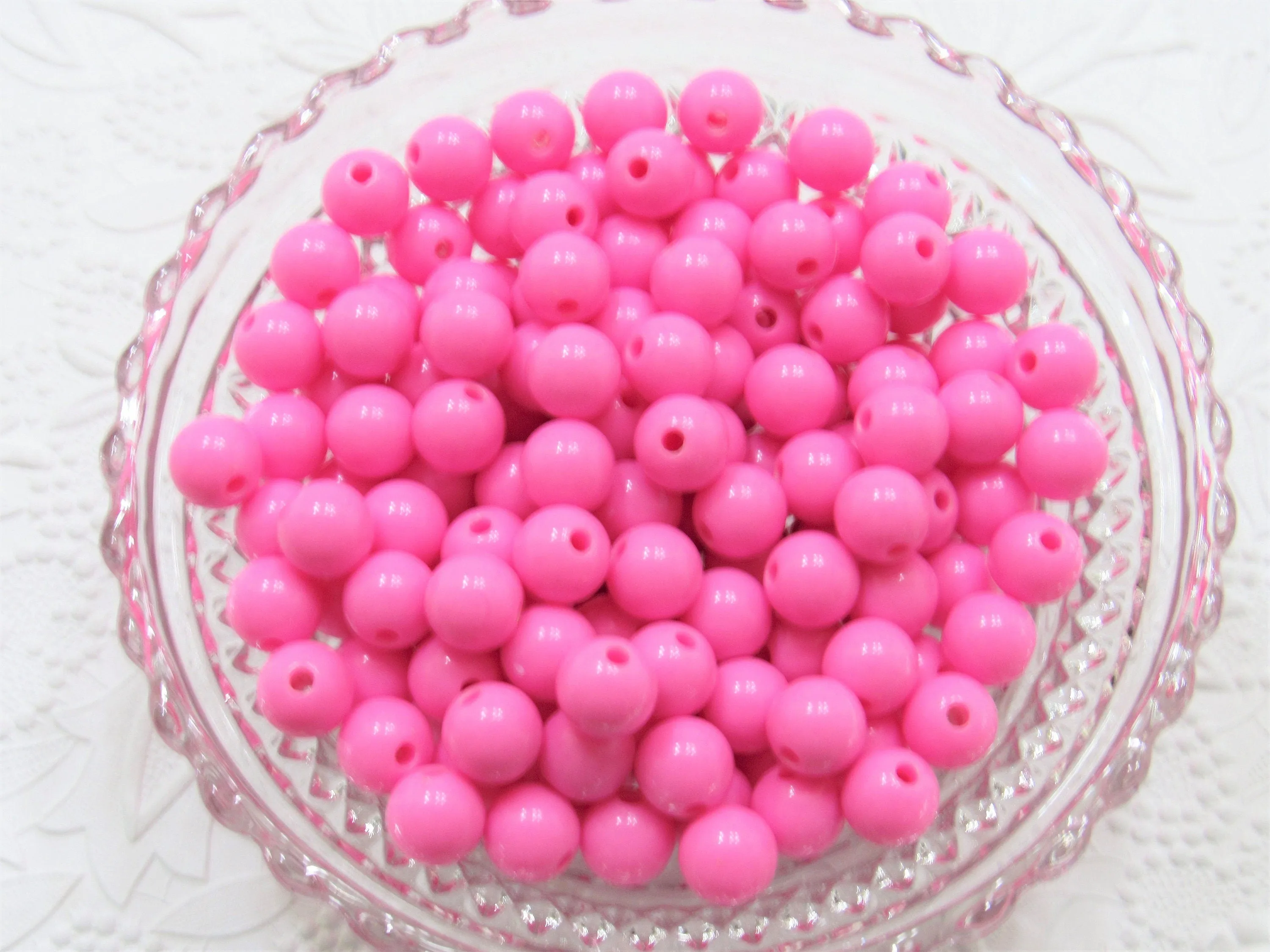 Hot Pink 8mm Bubblegum Beads, Chunky Gumball Beads, Round Solid Acrylic Beads, Chunky Bubblegum Beads, Chunky Necklace Supply Beads,