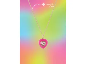 Hot Pink Heart Gem Necklace
