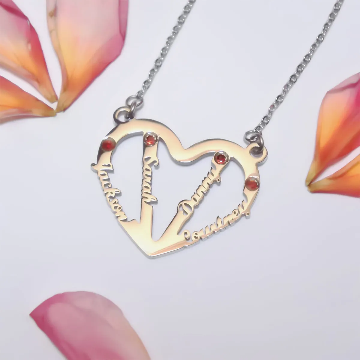 In My Heart Name Necklace (Birthstones Optional)