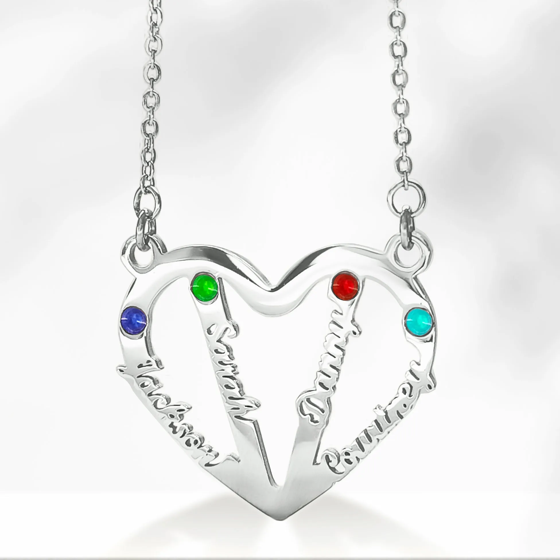 In My Heart Name Necklace (Birthstones Optional)