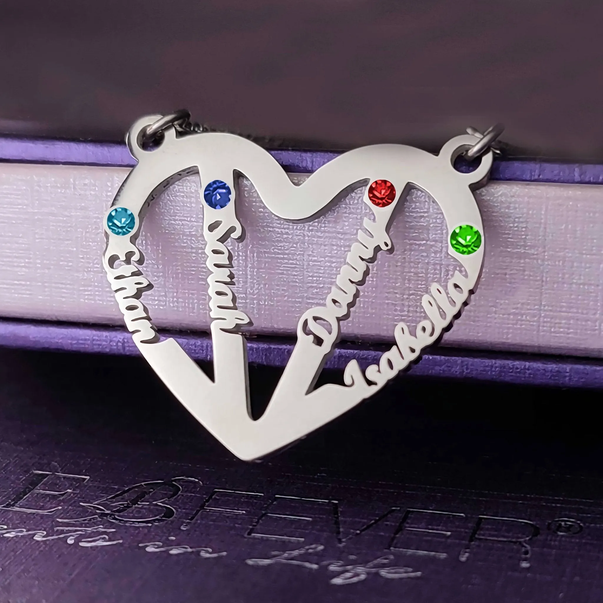 In My Heart Name Necklace (Birthstones Optional)