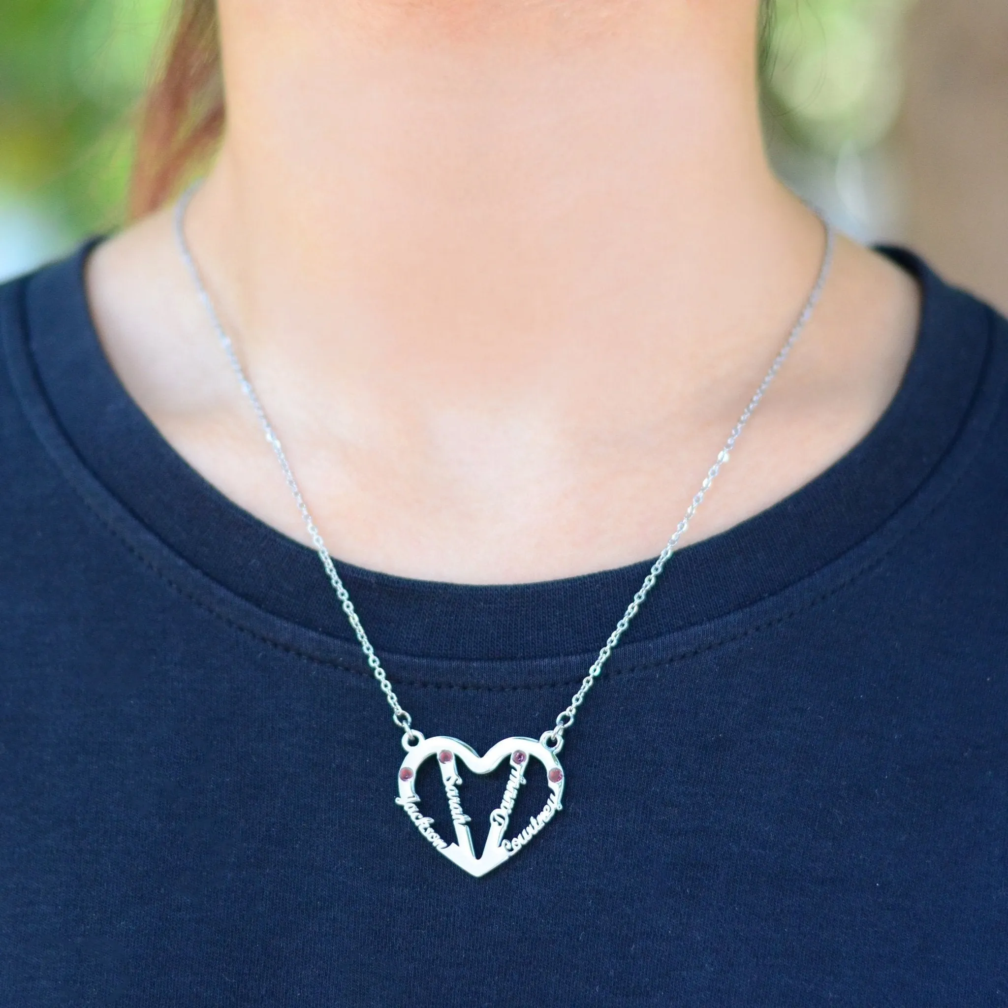 In My Heart Name Necklace (Birthstones Optional)