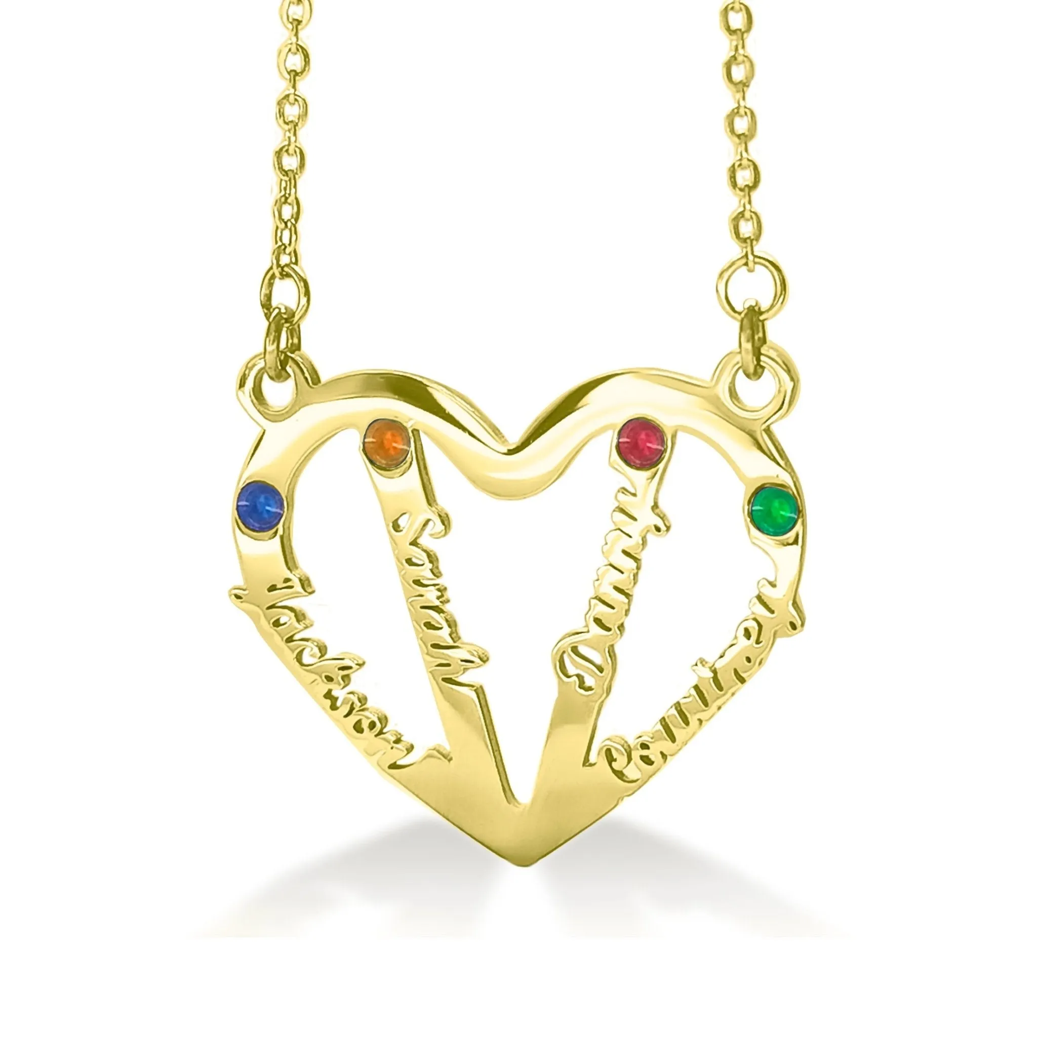 In My Heart Name Necklace (Birthstones Optional)