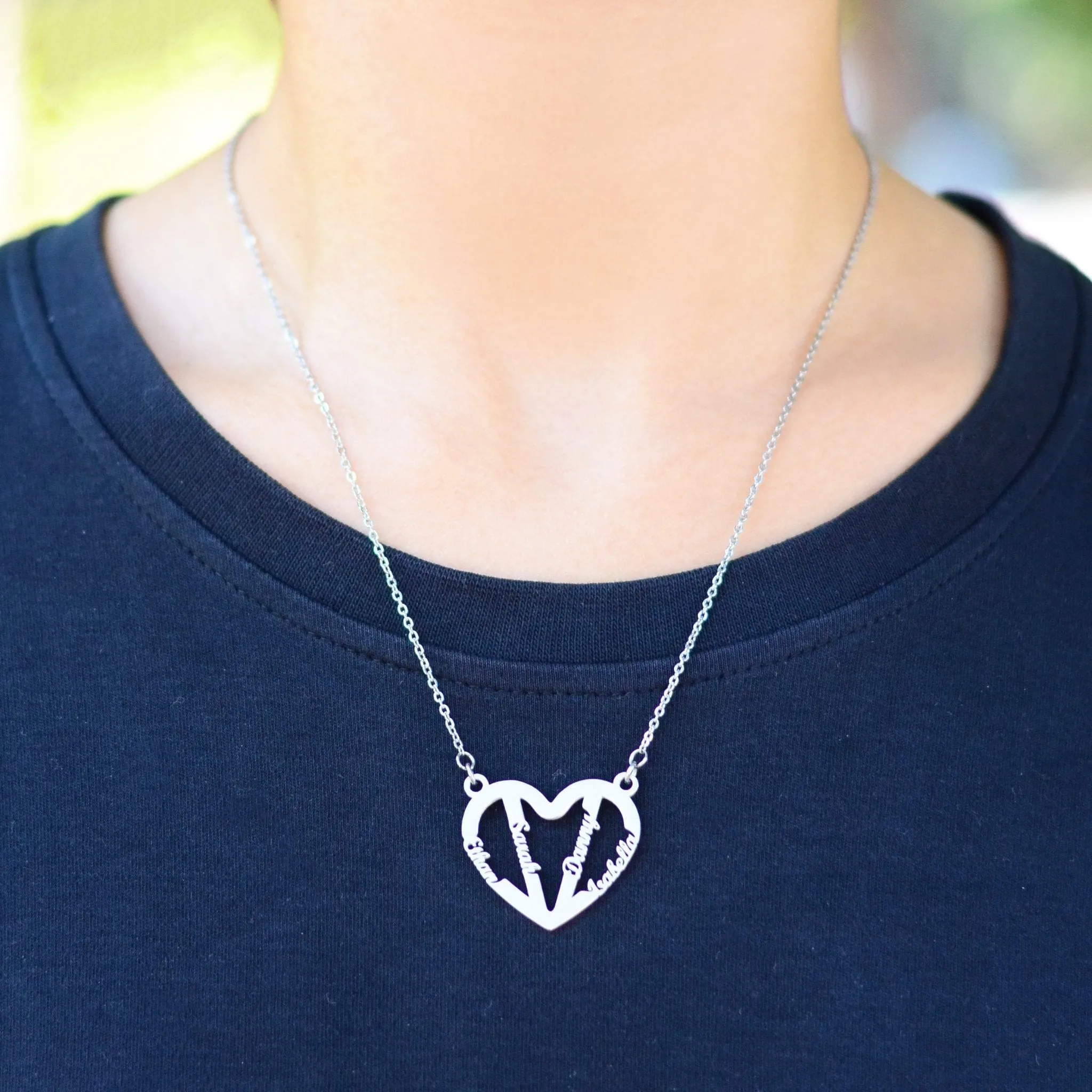 In My Heart Name Necklace (Birthstones Optional)