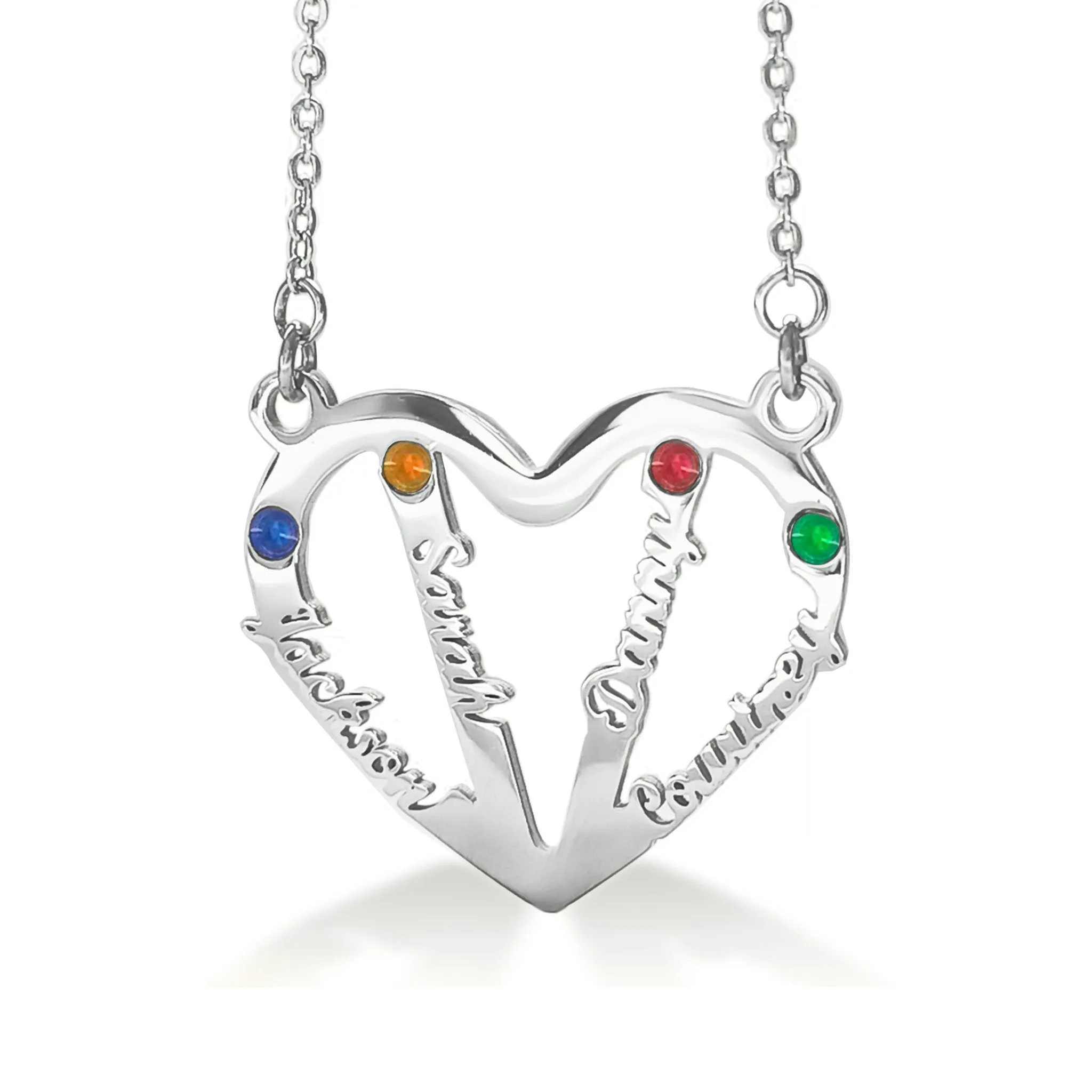 In My Heart Name Necklace (Birthstones Optional)
