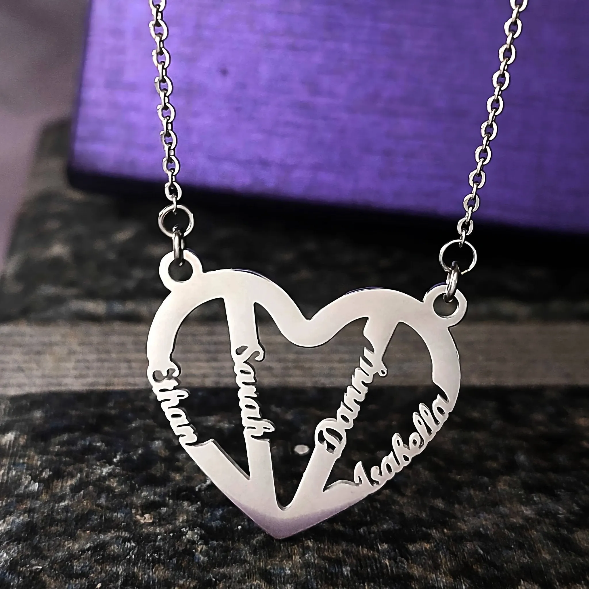 In My Heart Name Necklace (Birthstones Optional)