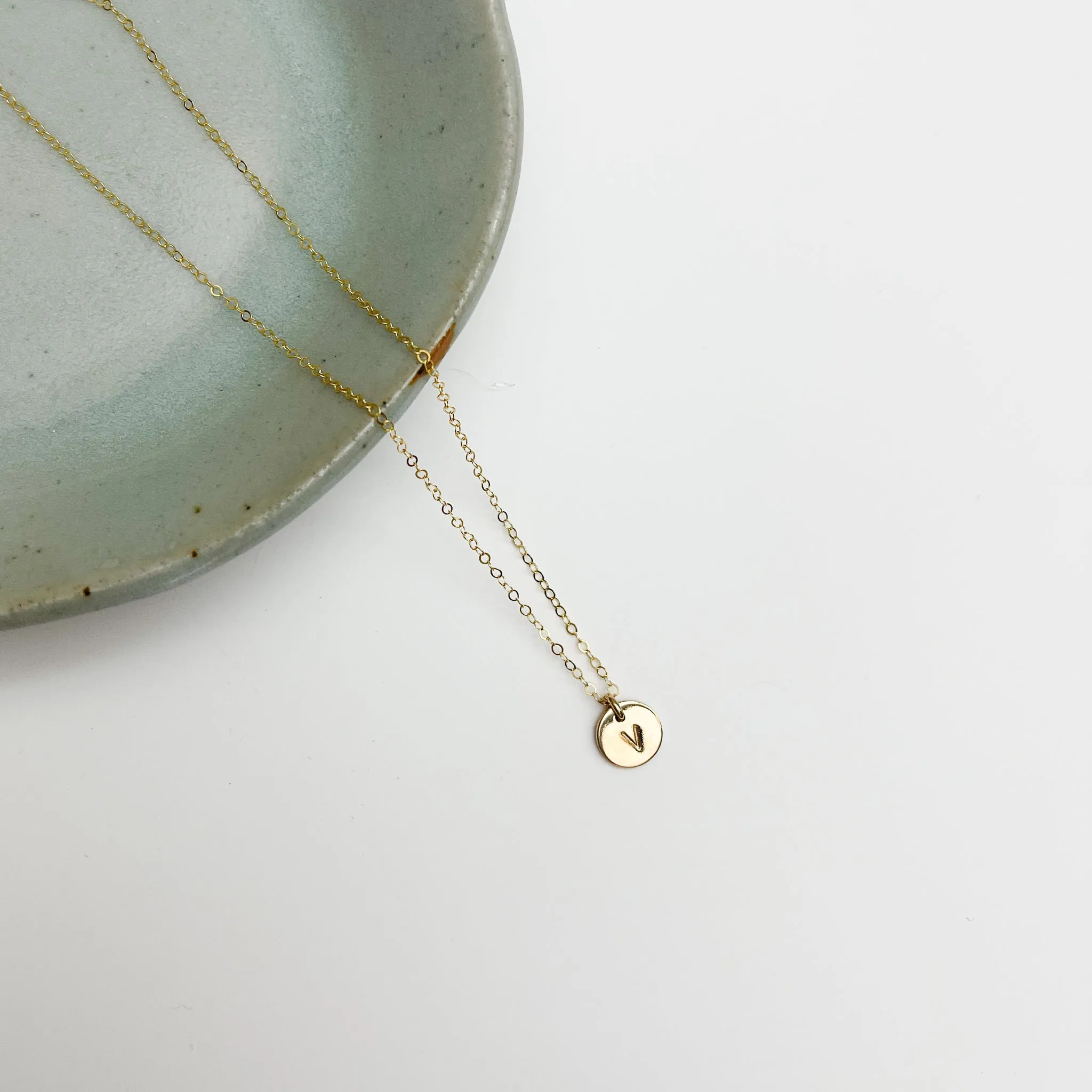 Initial Letter Pendant Stamped Necklace